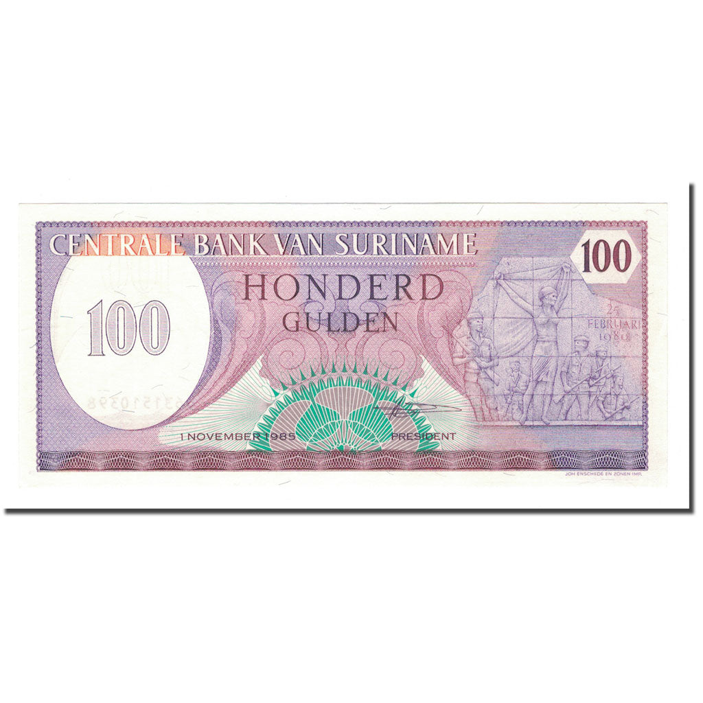 Banconote, Suriname, 100 Gulden, 1985, 1985-11-01, KM:128b, BB+