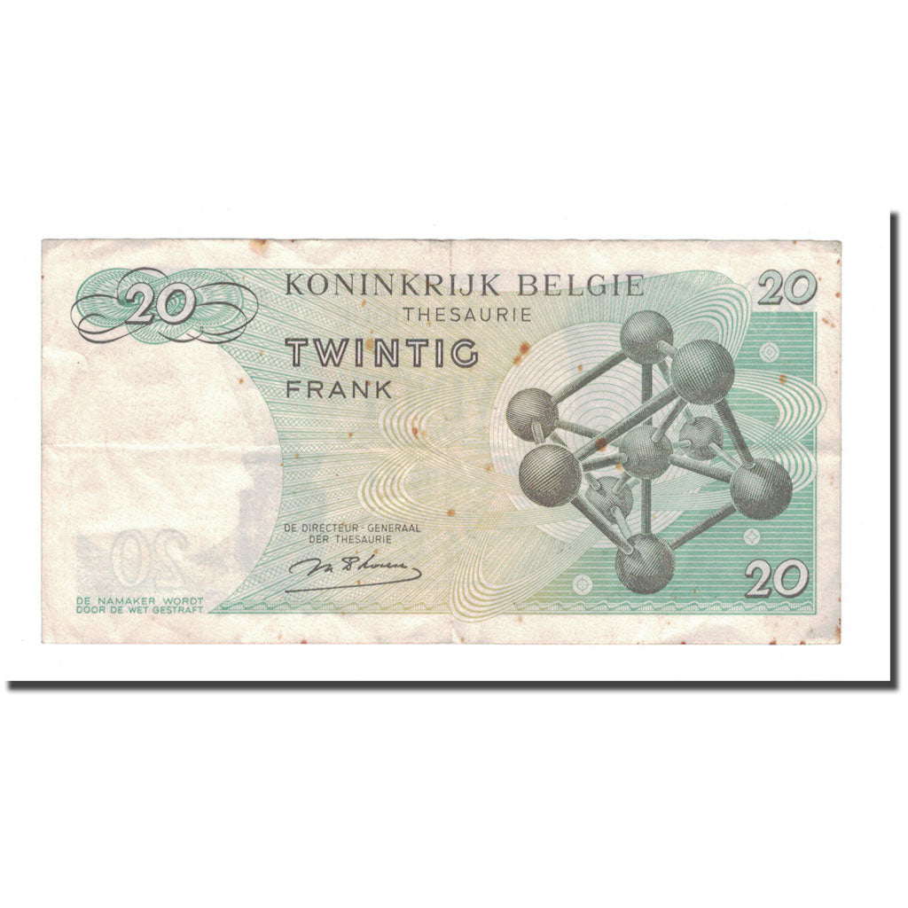 Billete, 20 Francs, 1964, Bélgica, 1964-06-15, KM:138, BC+