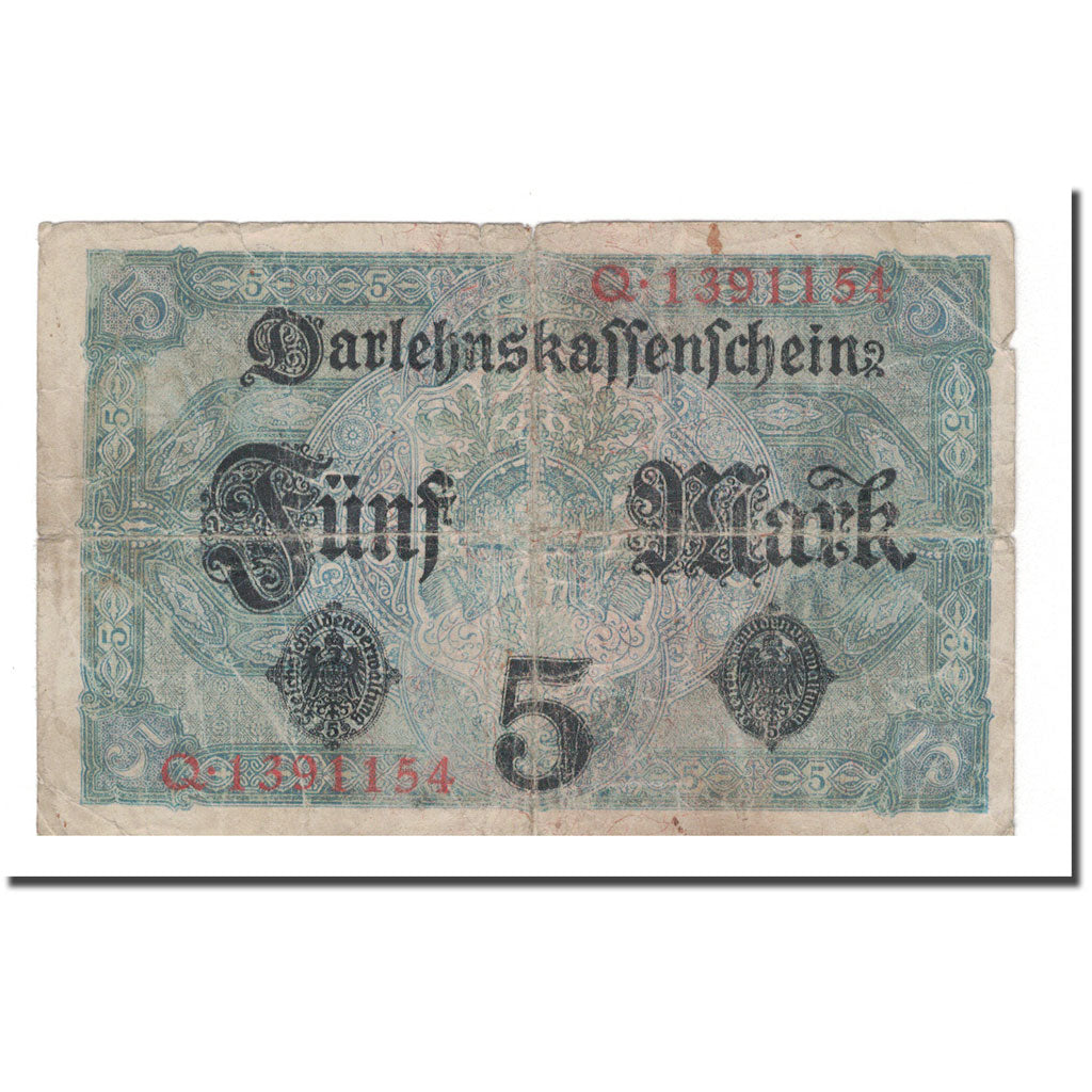 Billete, 5 Mark, 1917, Alemania, 1917-08-01, KM:56a, RC