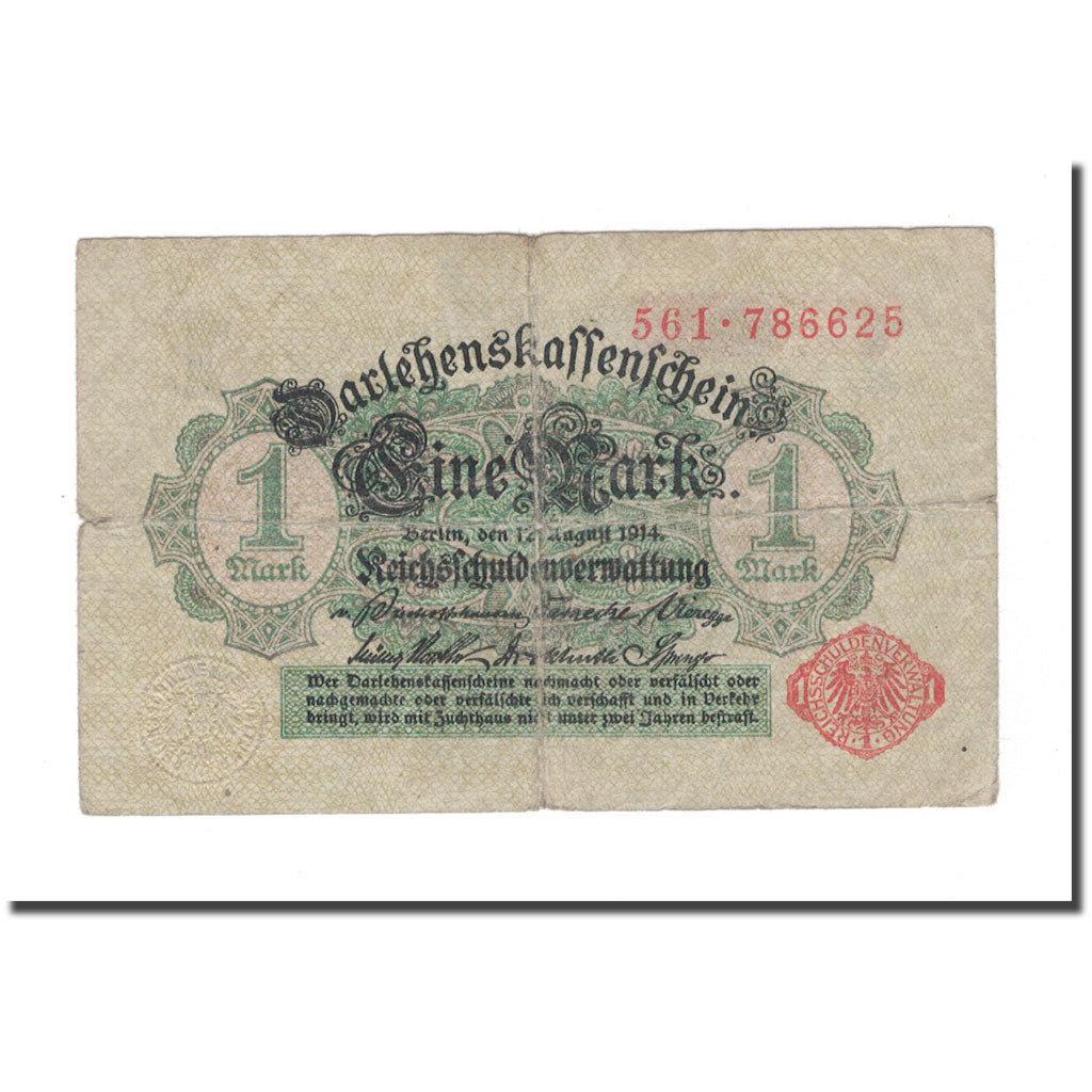 Billet, Allemagne, 1 Mark, 1914, 1914-08-12, KM:50, B