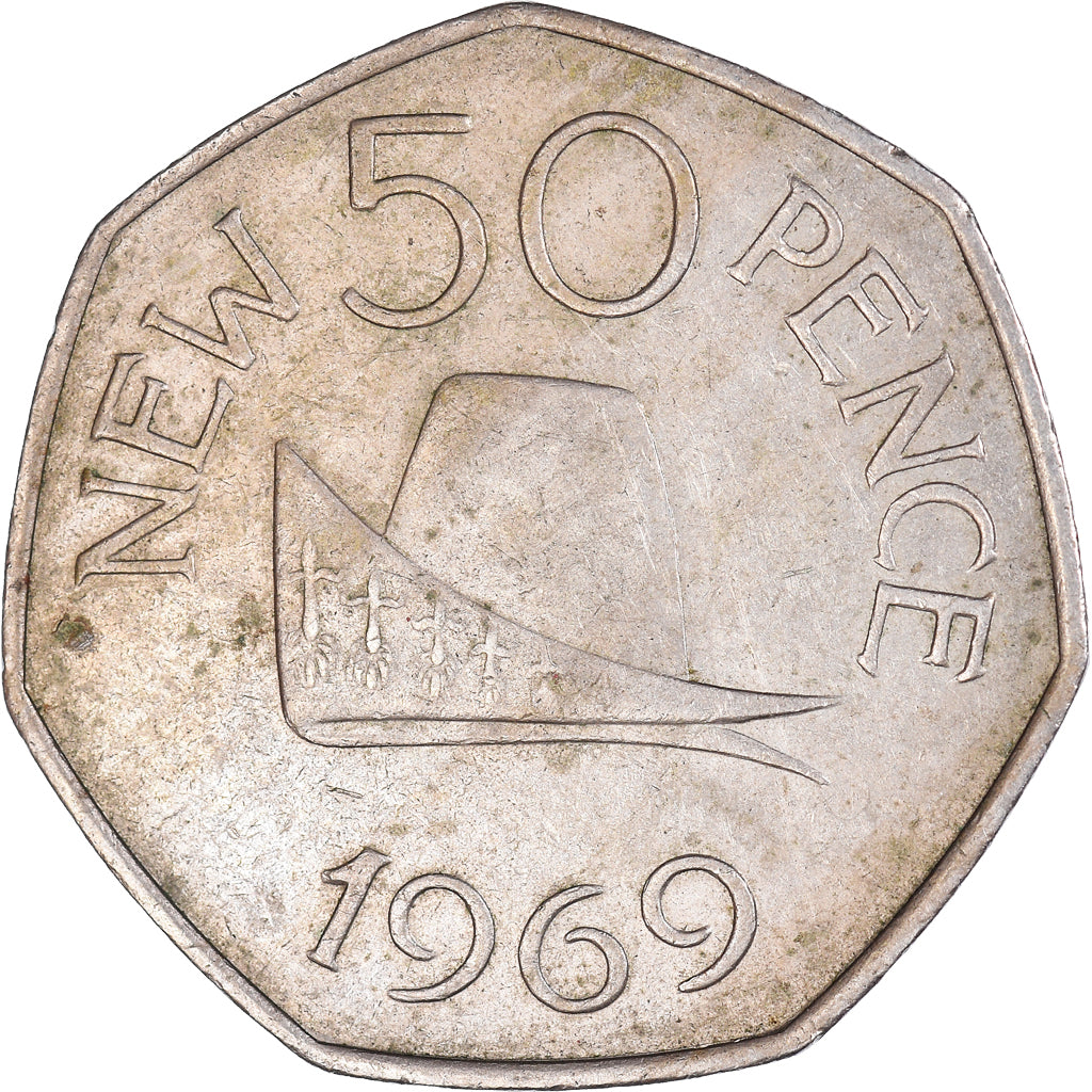Monnaie, Guernesey, 50 New Pence, 1969