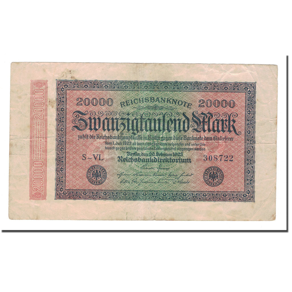 Banknote, Germany, 20,000 Mark, 1923, 1923-02-20, KM:85a, VF(30-35)