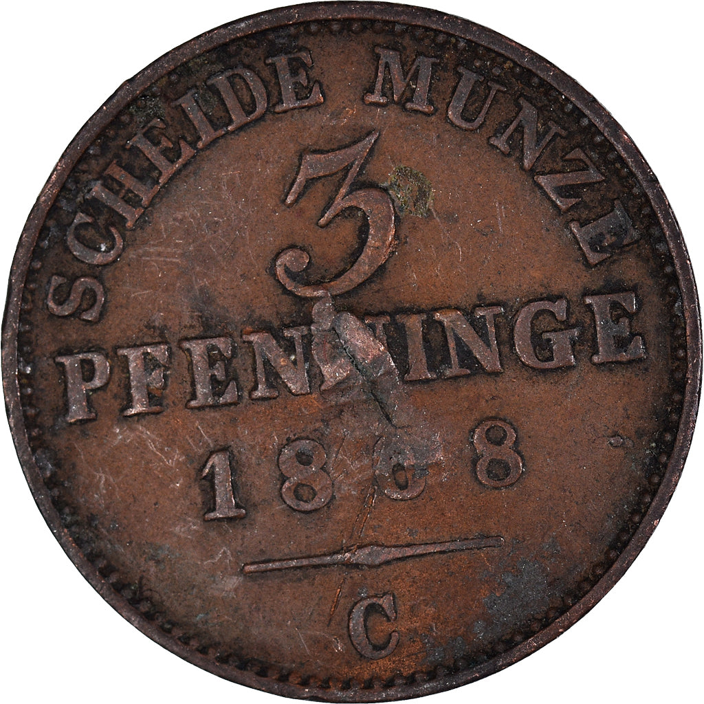 Moneta, Landy niemieckie, 3 Pfennig, 1868