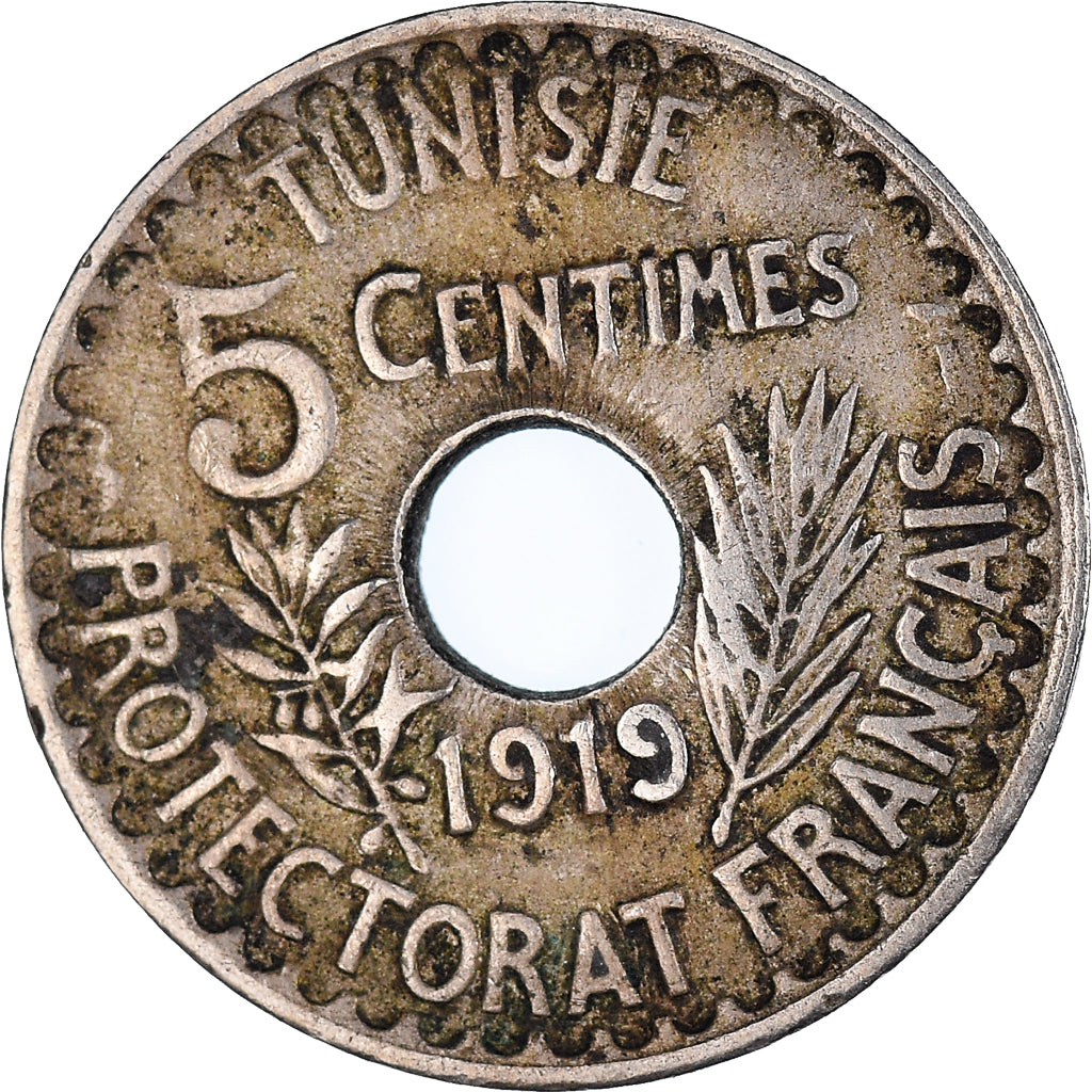 Moneta, Tunisia, 5 Centimes, 1919