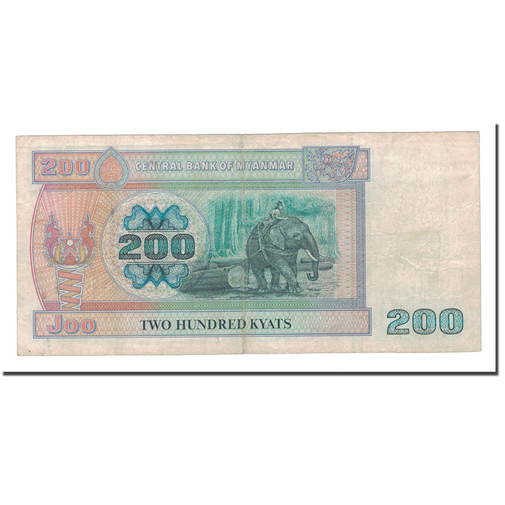Geldschein, Myanmar, 200 Kyats, KM:75b, S