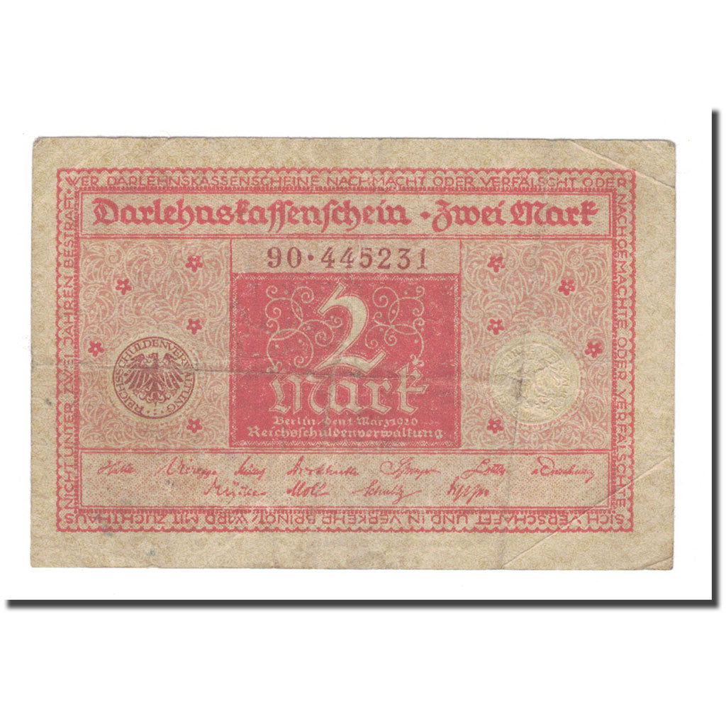 Banconote, Germania, 2 Mark, 1920, 1920-03-01, KM:59, MB+