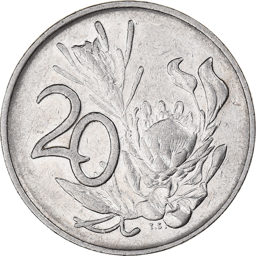 Moeda, África do Sul, 20 Cents, 1988