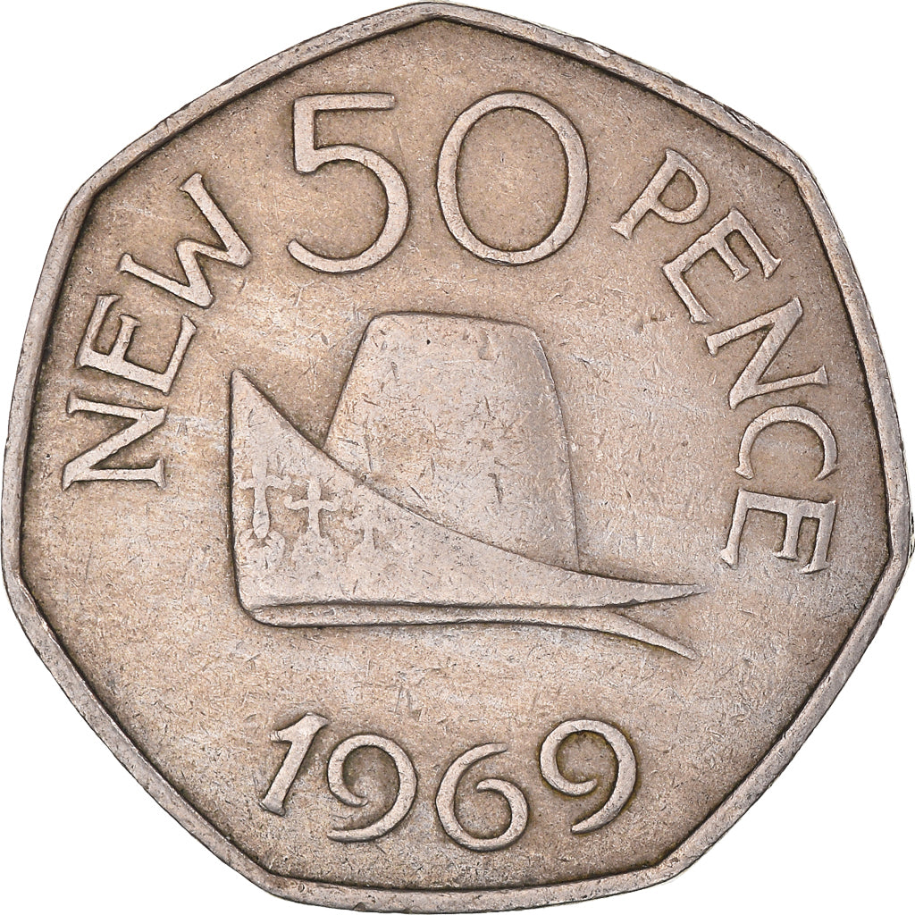 Moneta, Guernsey, 50 New Pence, 1969