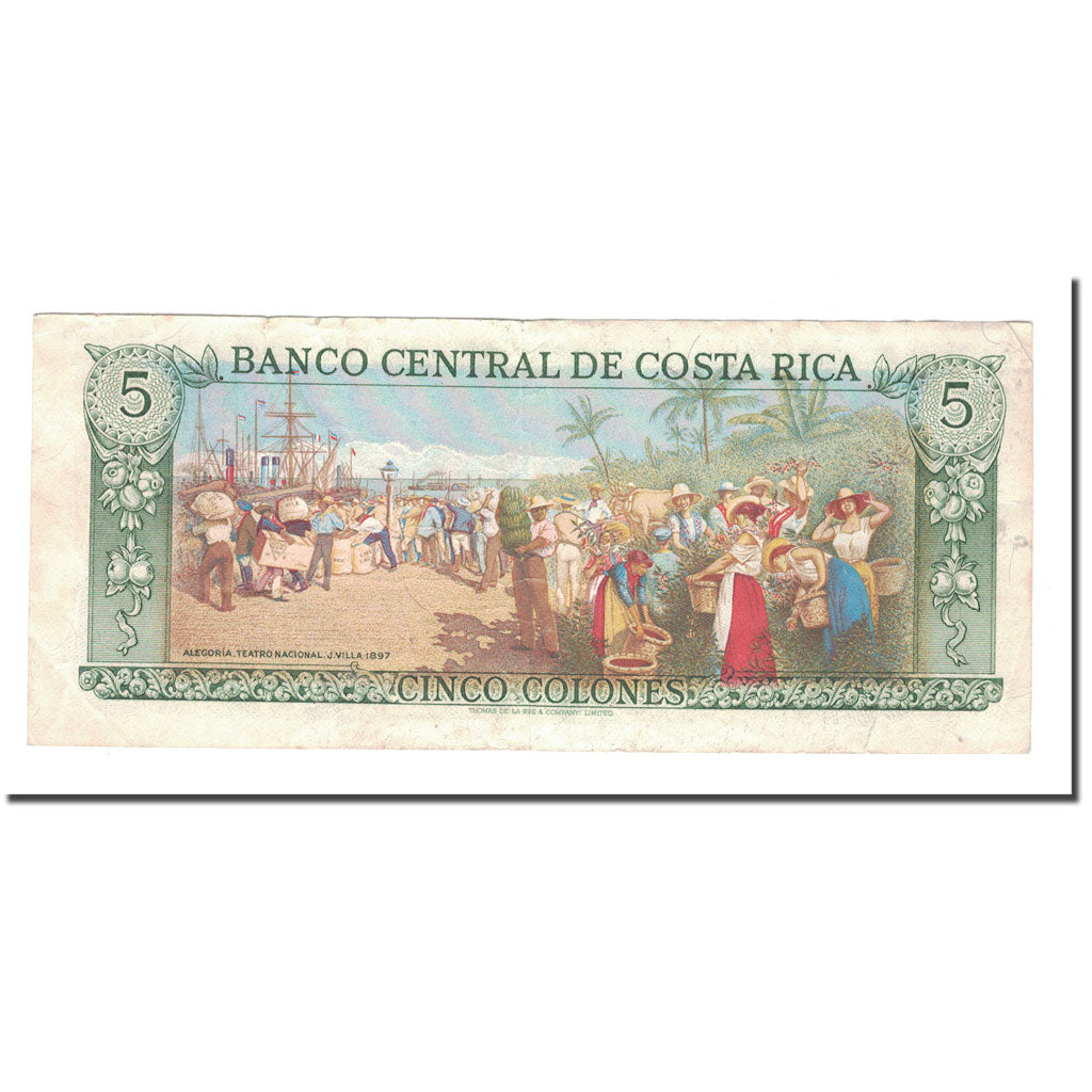 Banknote, Costa Rica, 5 Colones, 1989, 1989-10-04, KM:236d, VF(20-25)
