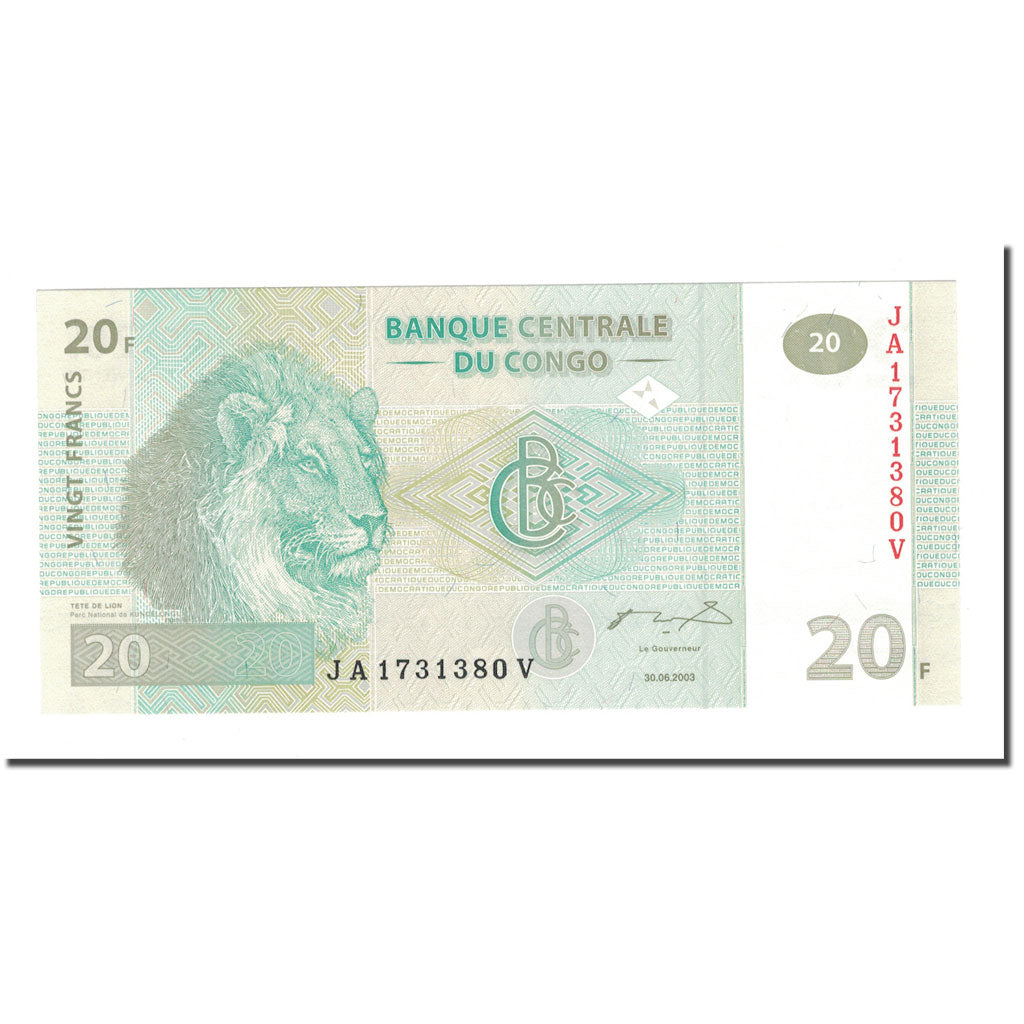 Banknote, Congo Democratic Republic, 20 Francs, 2003, 2003-06-30, KM:94a