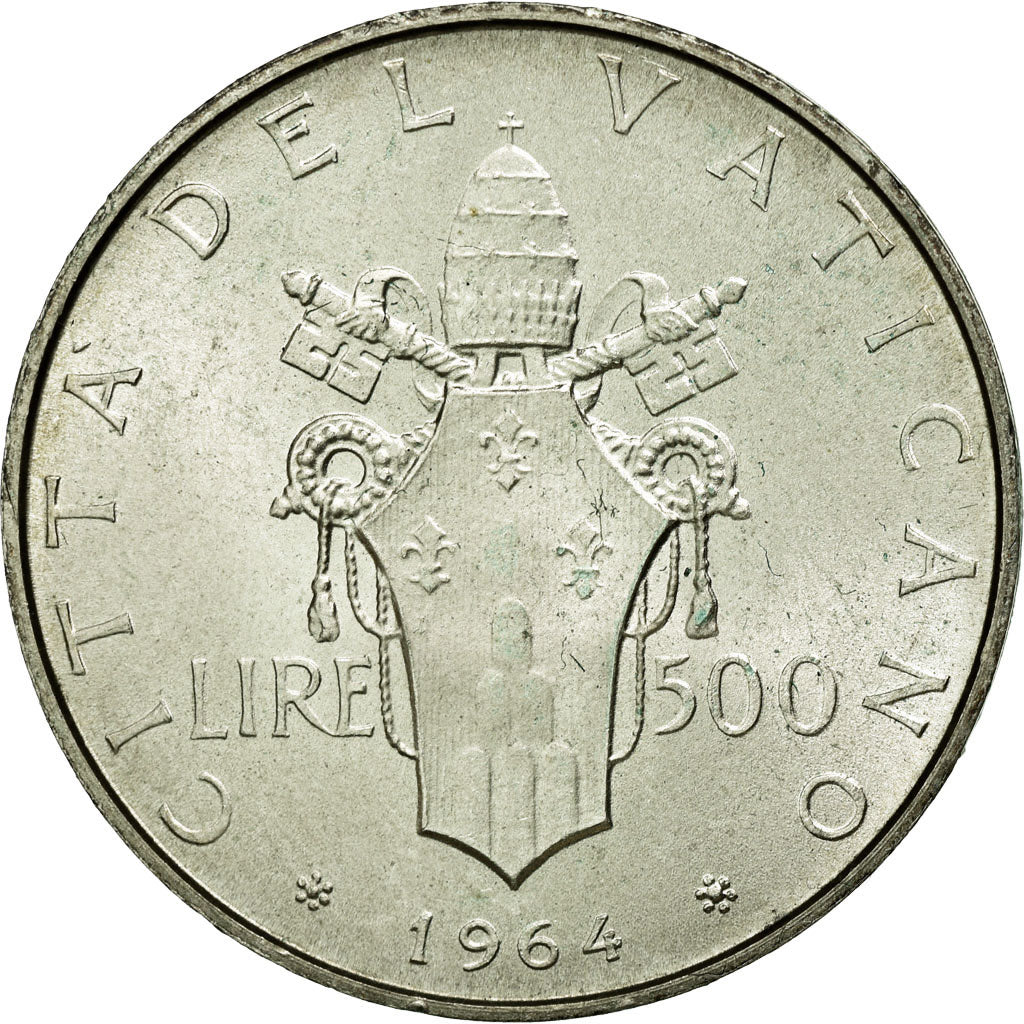 Coin, VATICAN CITY, Paul VI, 500 Lire, 1964, MS(60-62), Silver, KM:83.2