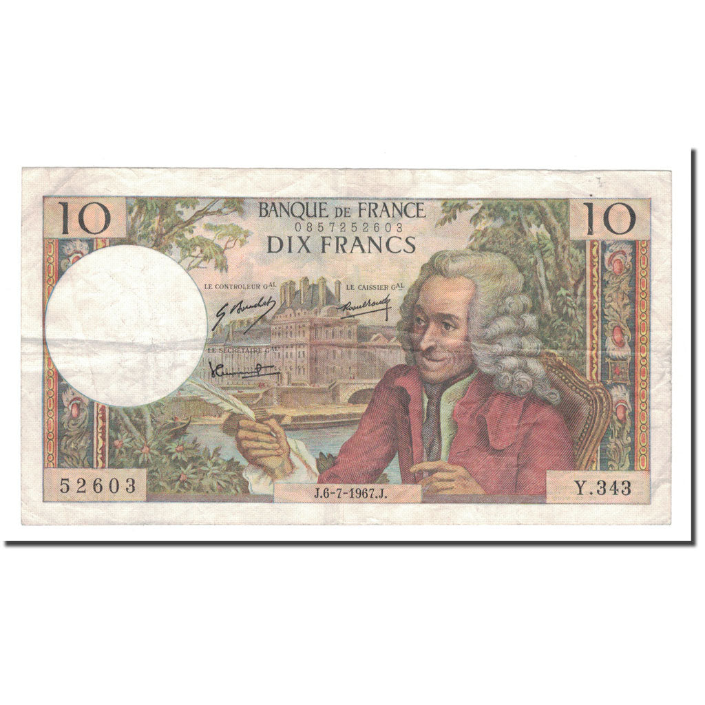 França, 10 Francs, 1967, 1967-07-06, EF(40-45), Fayette:62.27, KM:147c