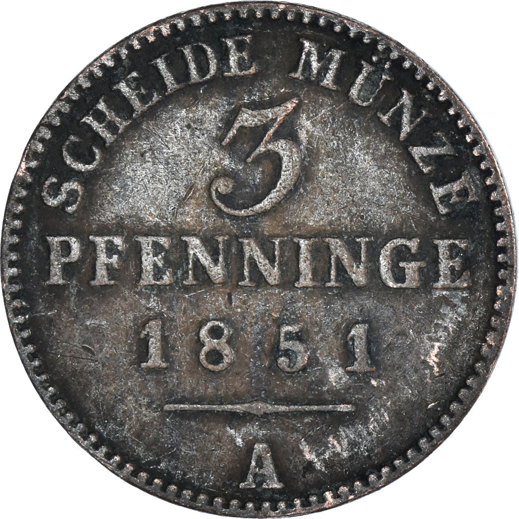 Moneda, Estados alemanes, 3 Pfennig, 1851