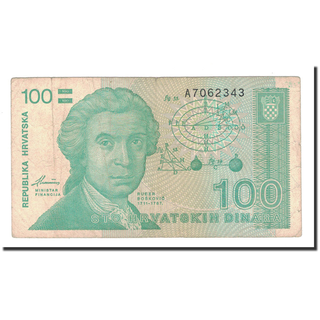 Banknote, Croatia, 100 Dinara, 1991, 1991-10-08, KM:20a, VF(20-25)