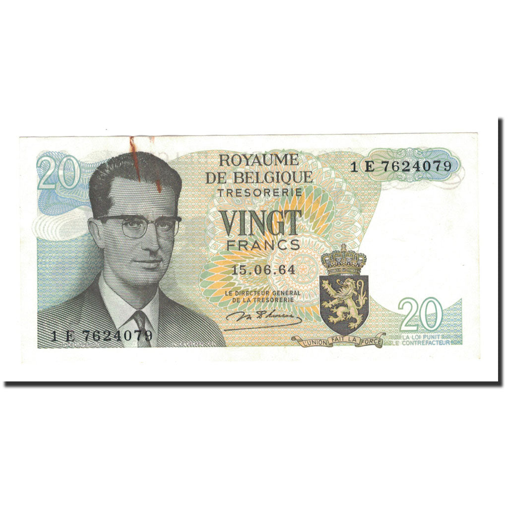 Banknote, Belgium, 20 Francs, 1964, 1964-06-15, KM:138, EF(40-45)