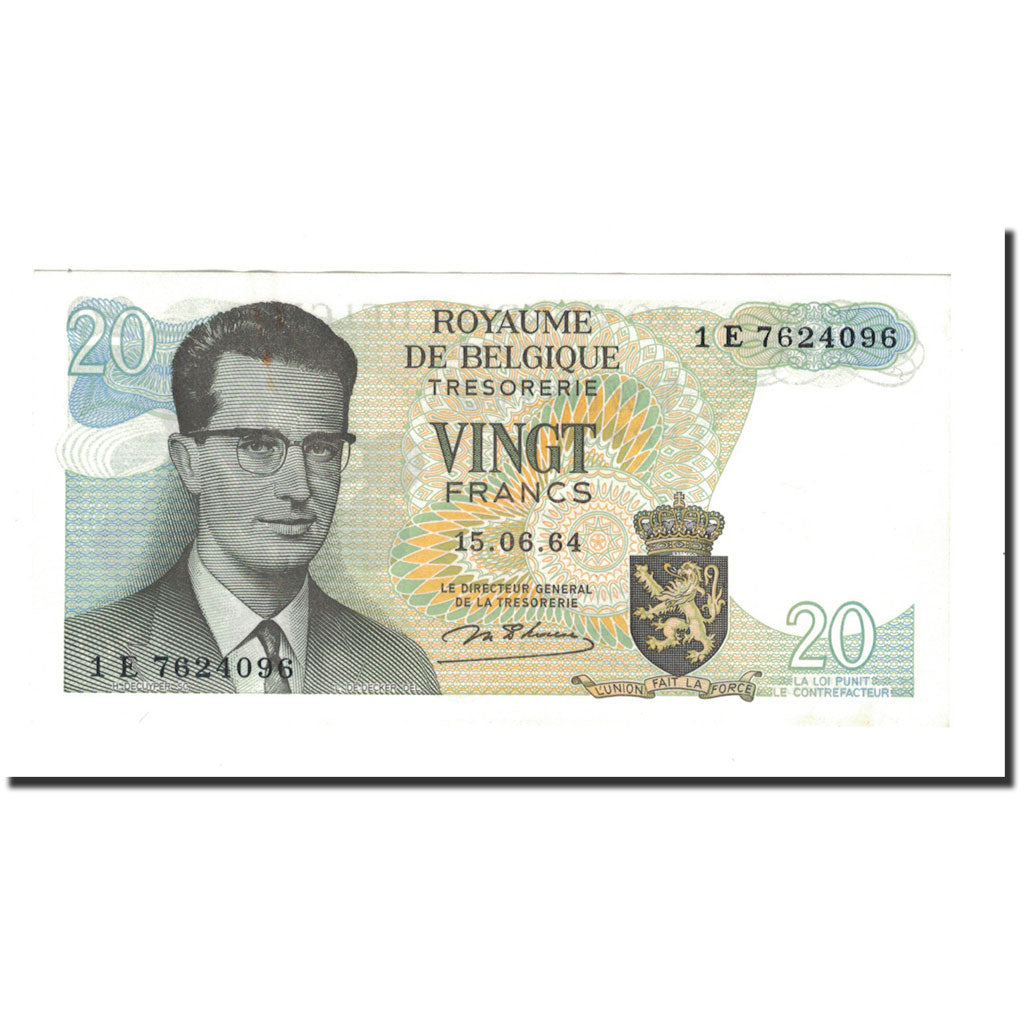 Nota, Bélgica, 20 Francs, 1964, 1964-06-15, KM:138, EF(40-45)