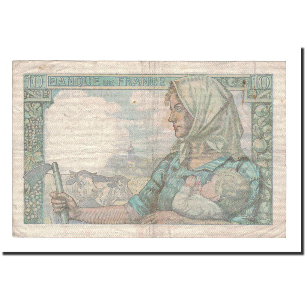 França, 10 Francs, Mineur, 1943, 1943-01-14, EF(40-45), Fayette:8.7, KM:99e