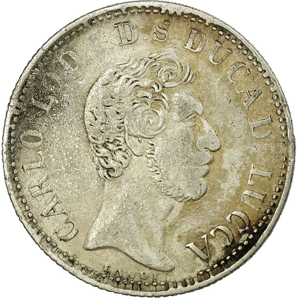 Moneta, DEPARTAMENTY WŁOSKIE, LUCCA, 2 Lire, 1837, VF(30-35), Srebro, KM:41