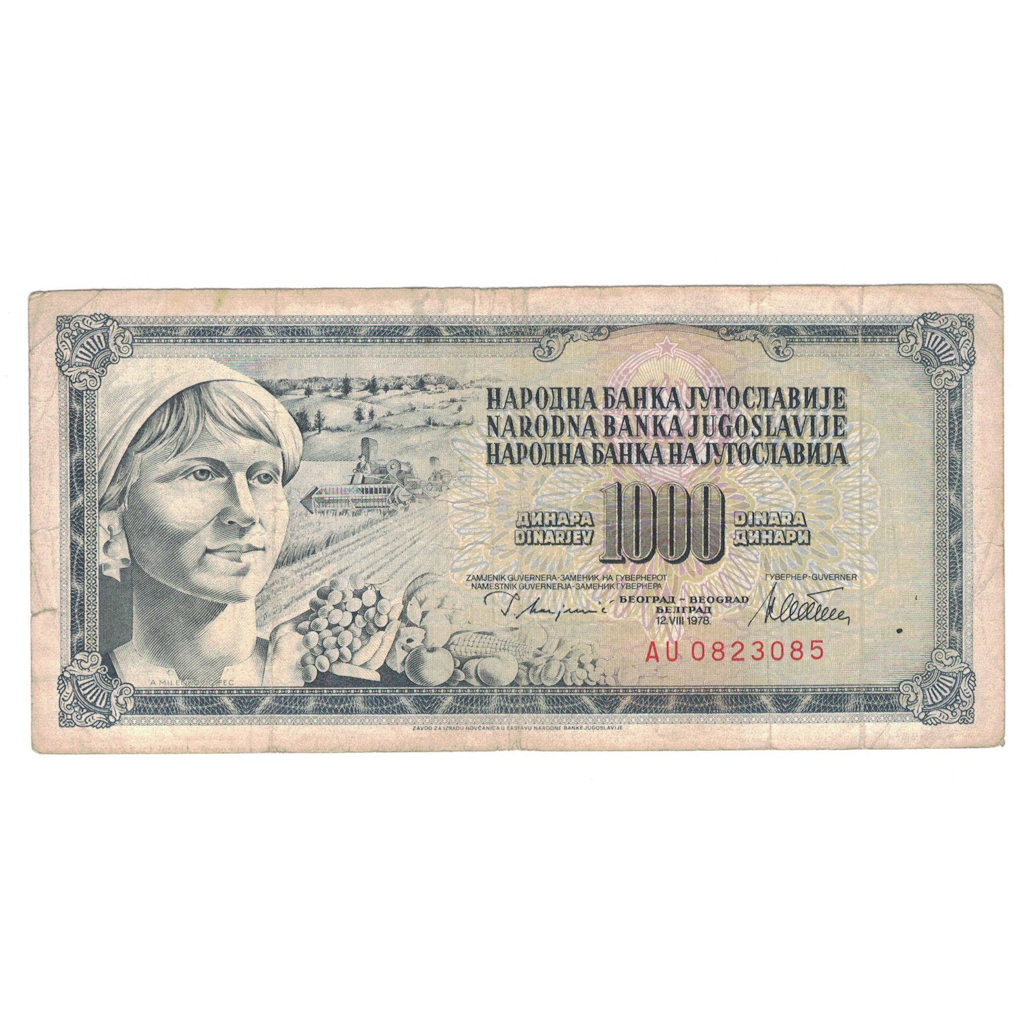Banknote, Yugoslavia, 1000 Dinara, 1978, 1978-08-12, KM:92a, VF(30-35)