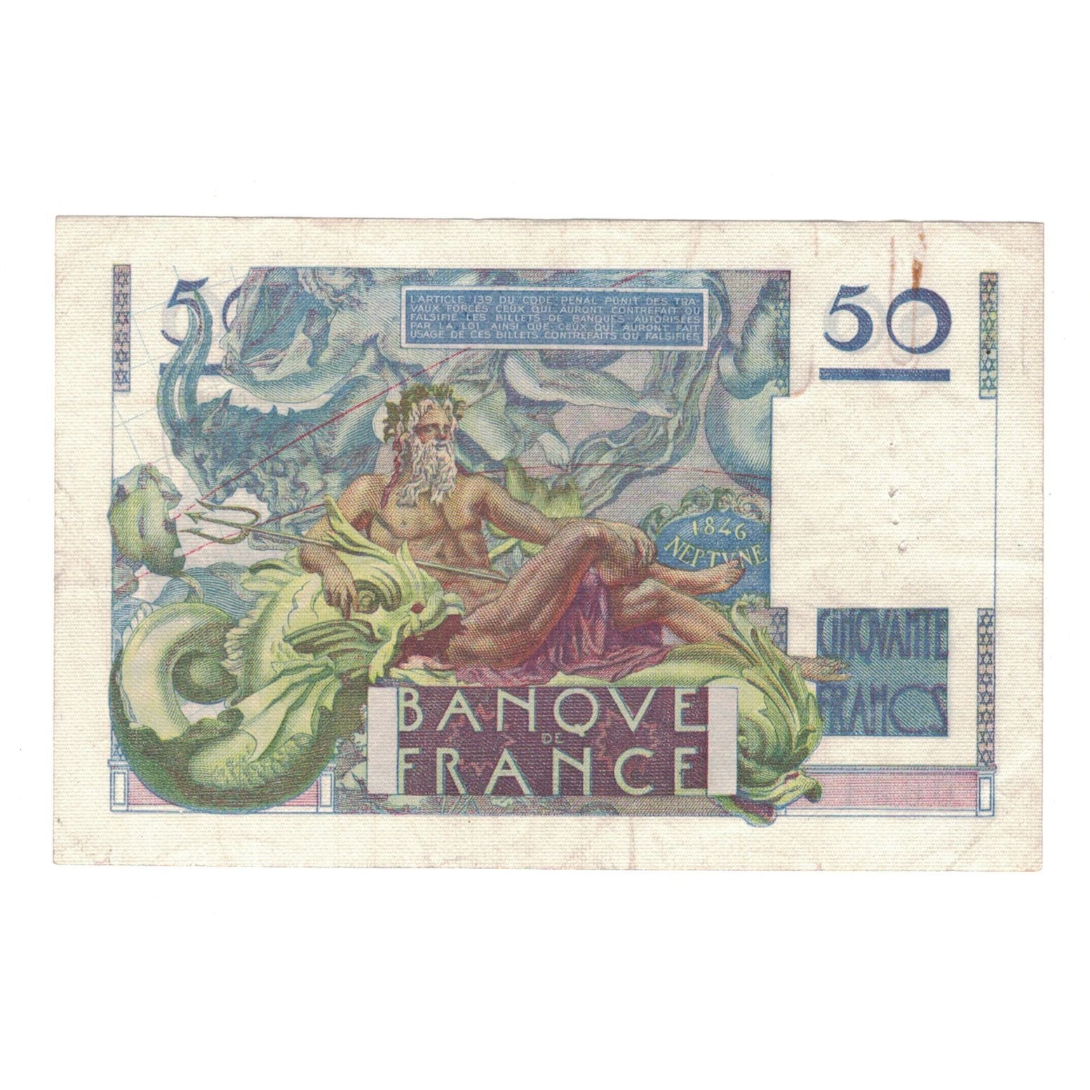 França, 50 Francs, Le Verrier, 1946, 1946-03-28, AU(50-53), Fayette:20.2