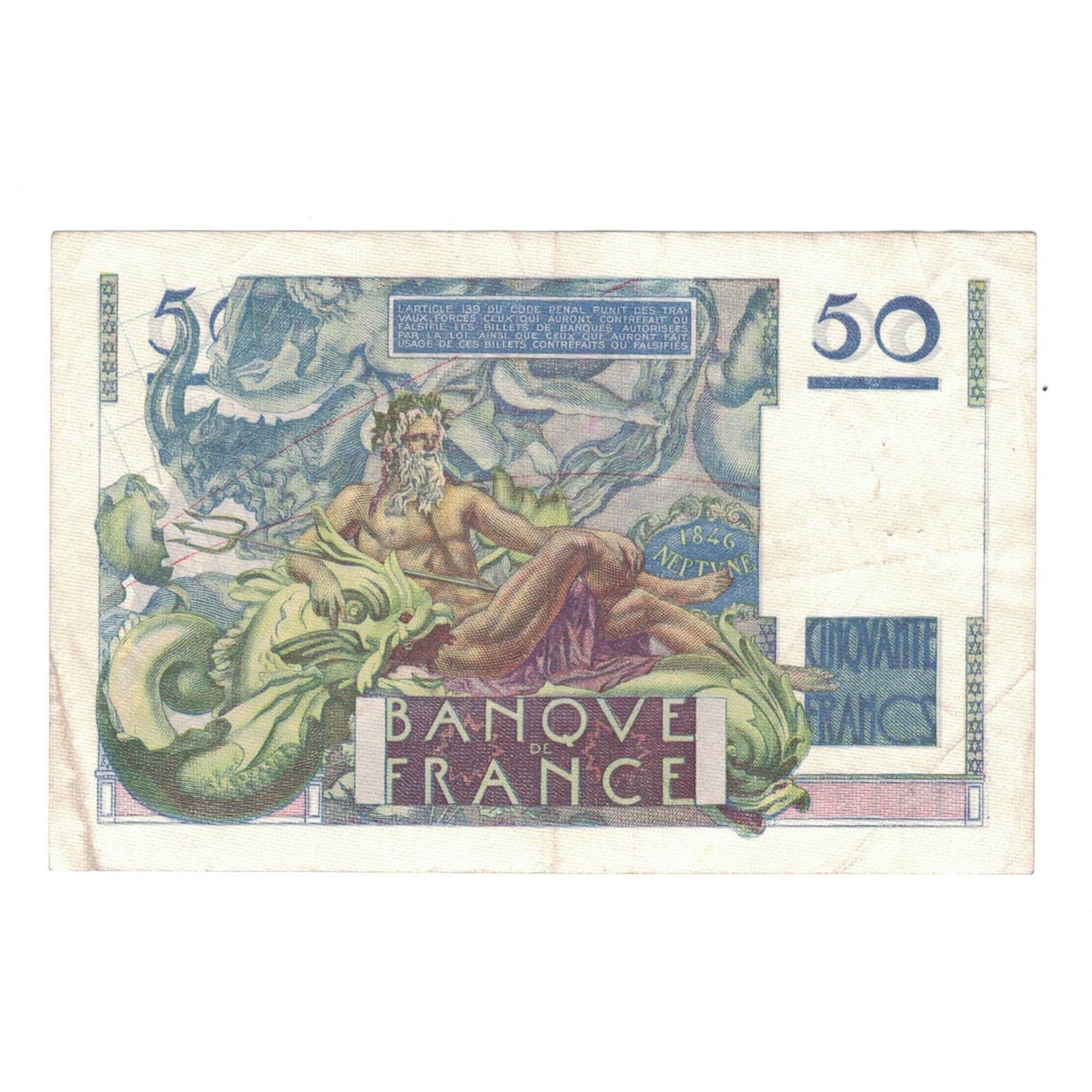 França, 50 Francs, Le Verrier, 1946, 1946-05-16, EF(40-45), Fayette:20.4
