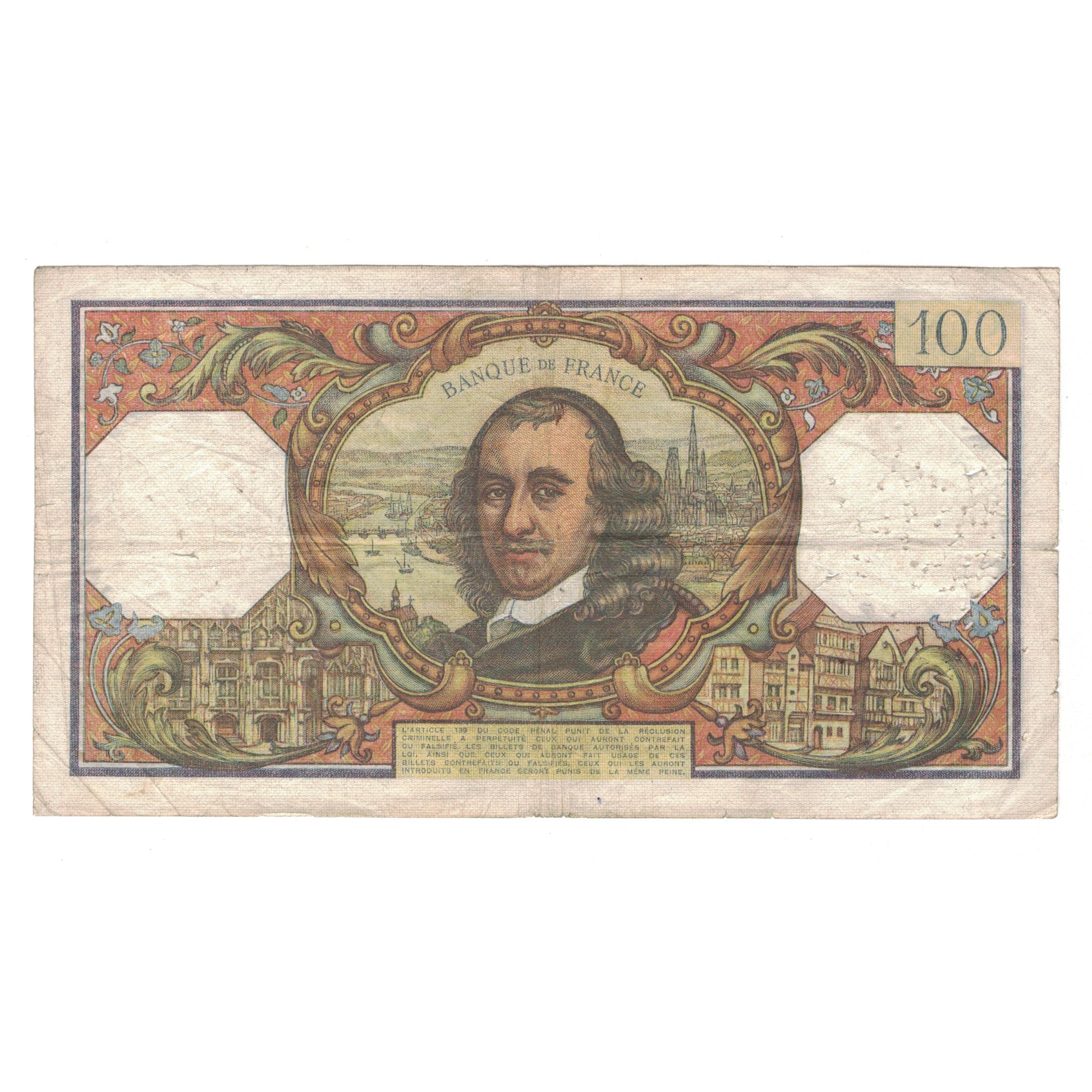 France, 100 Francs, Corneille, 1968, 1968-01-04, VF(30-35), Fayette:65.20