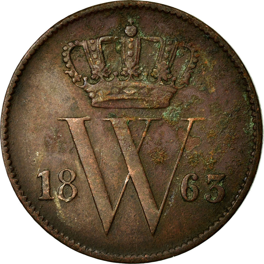 Münze, Niederlande, William III, Cent, 1863, SS, Kupfer, KM:100