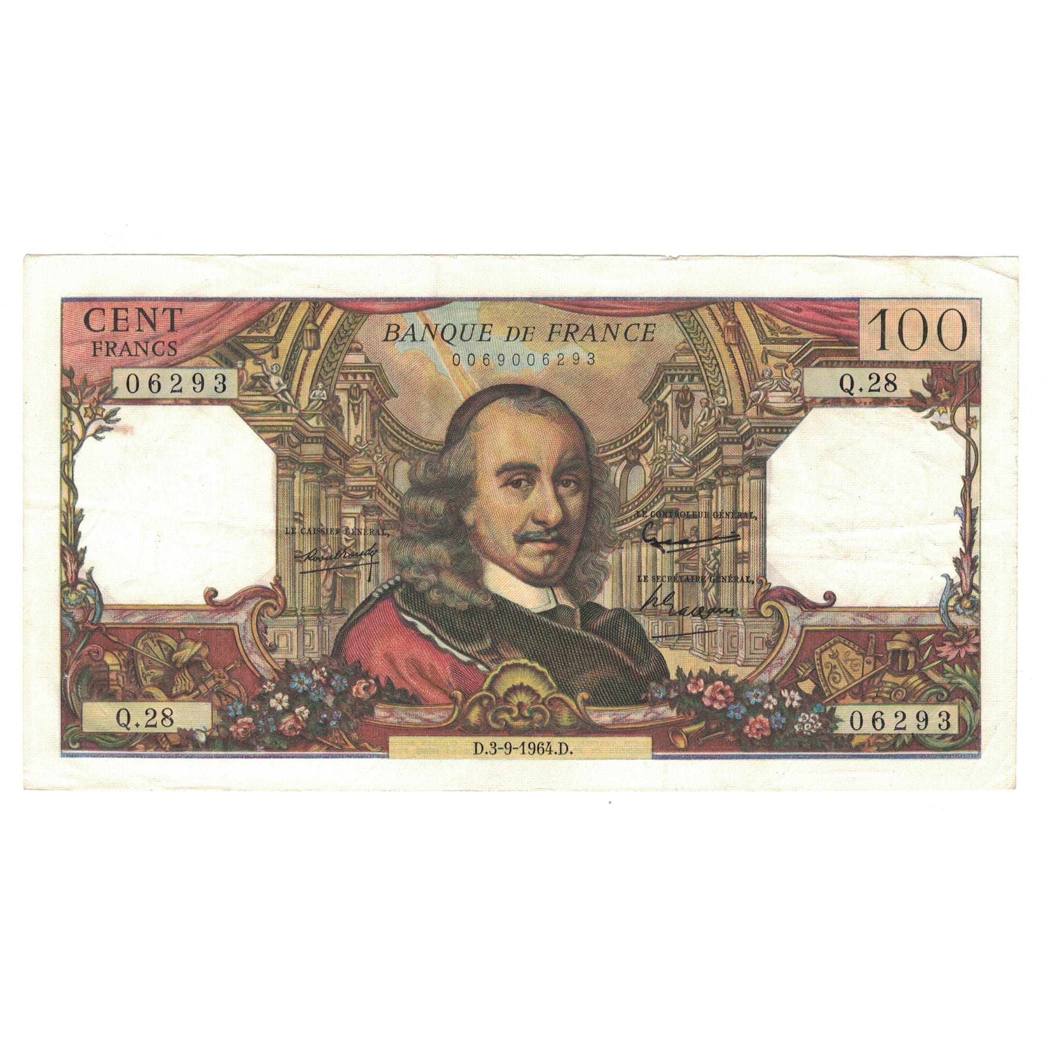 France, 100 Francs, Corneille, 1964, 1964-09-03, TTB+, Fayette:65.3, KM:149a