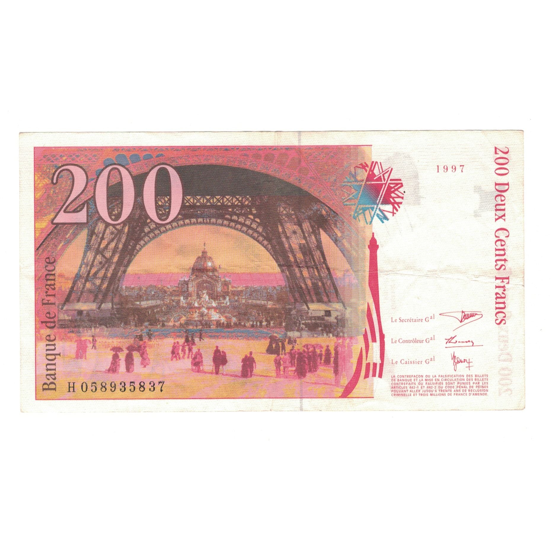 Frankreich, 200 Francs, Eiffel, 1997, SS, Fayette:75.4b, KM:159b