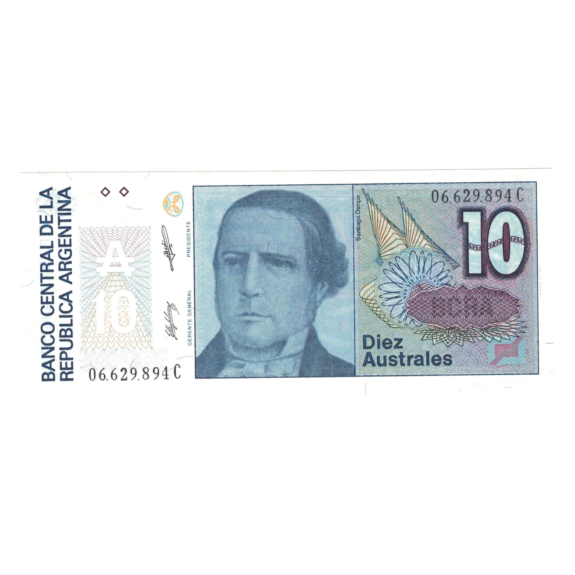 Billete, 10 Australes, Argentina, KM:325b, UNC