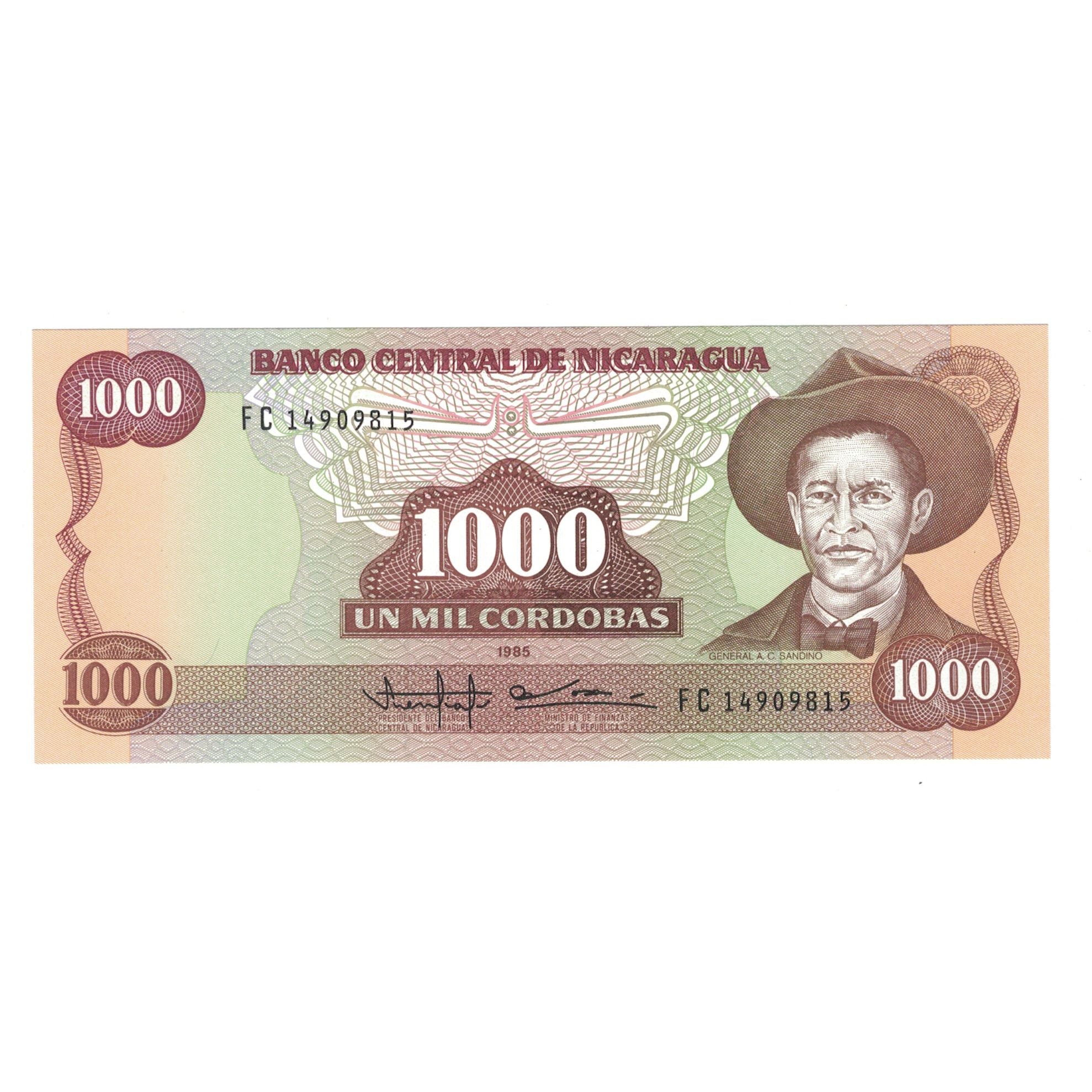 Banknote, Nicaragua, 1000 Cordobas, 1985, KM:145b, UNC(65-70)