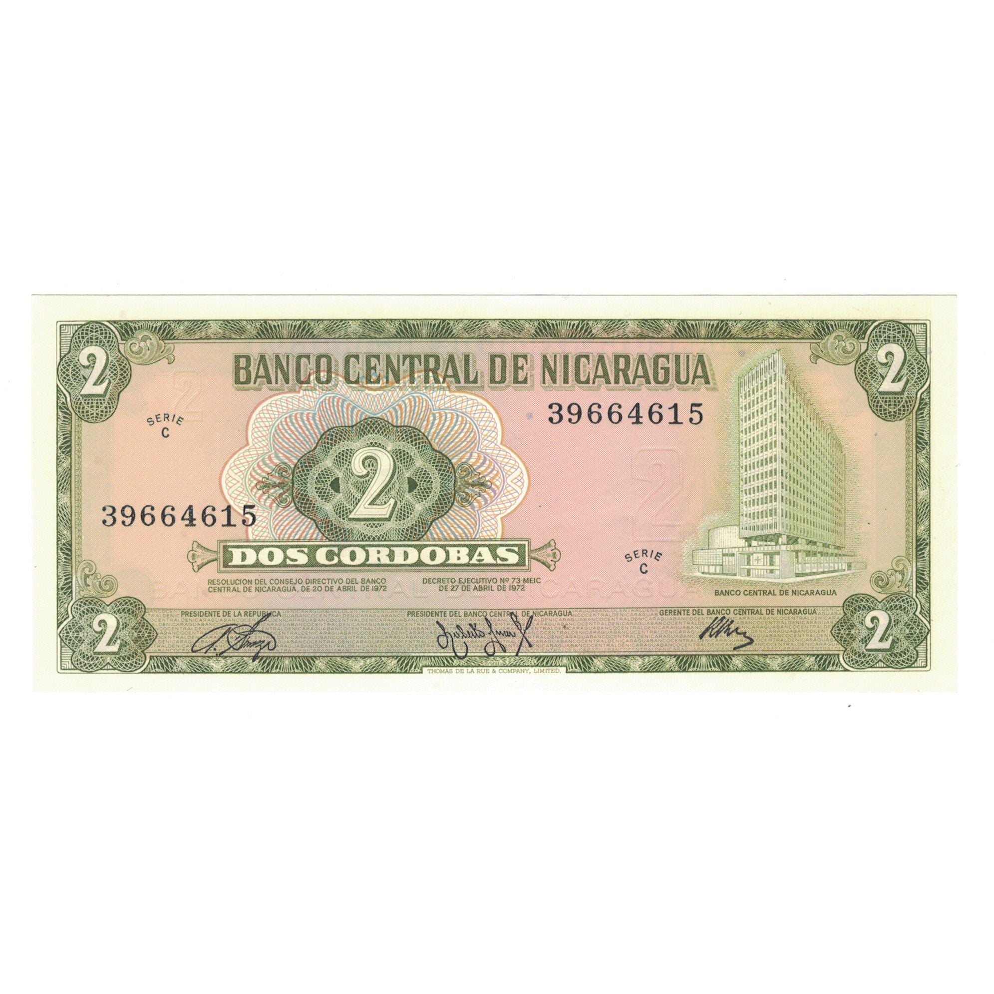 Geldschein, Nicaragua, 2 Cordobas, 1972, 1972-04-27, KM:121a, UNZ