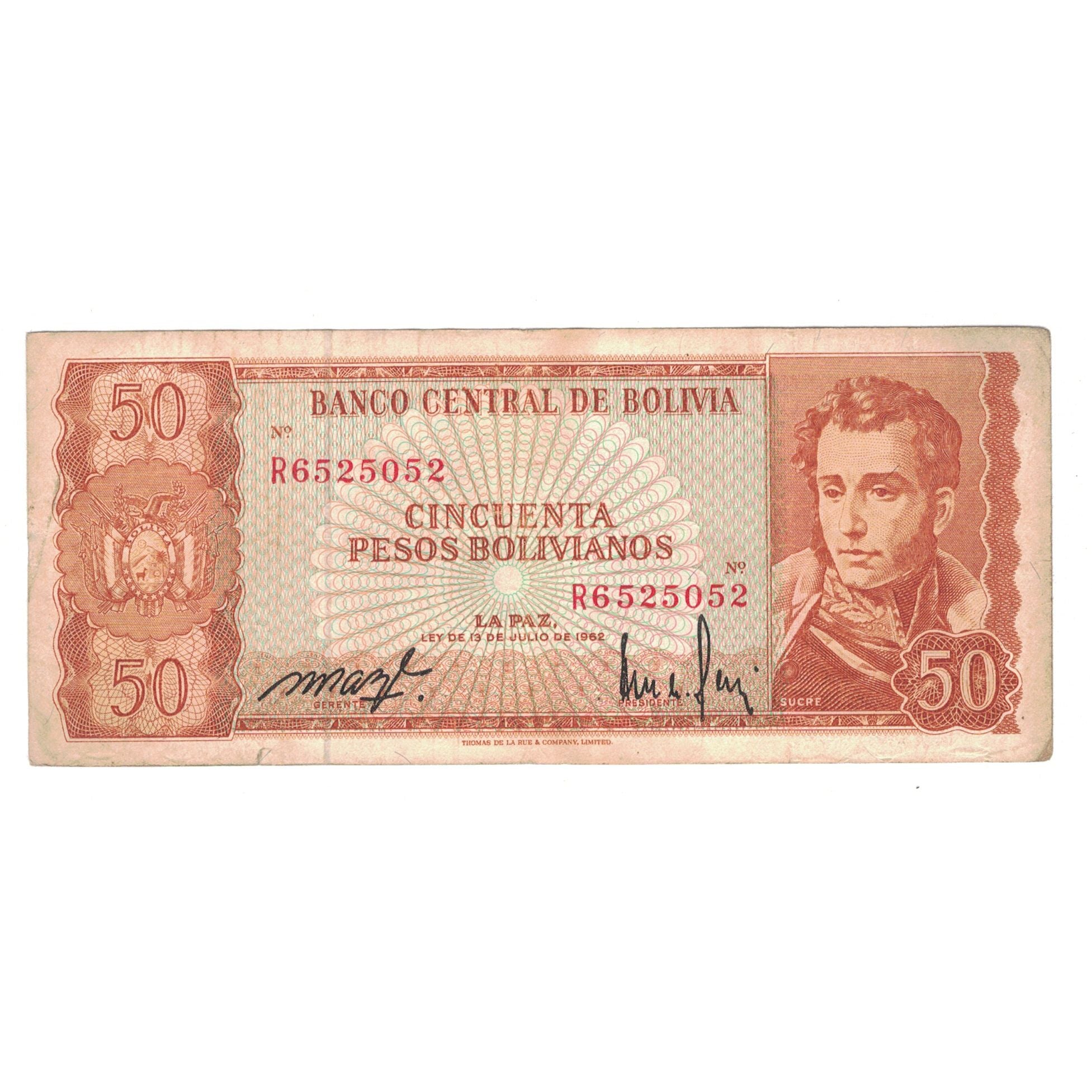 Billete, 50 Pesos Bolivianos, 1962, Bolivia, 1962-07-13, KM:162a, RC