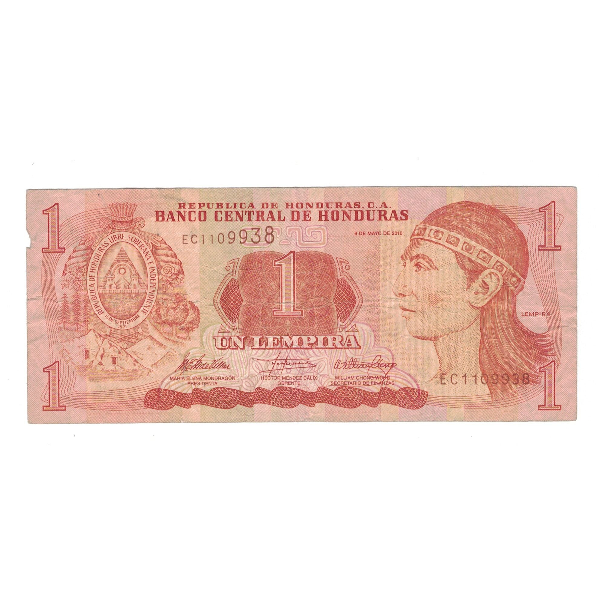 Billet, Honduras, 1 Lempira, 2010, 2010-05-06, KM:89b, TB
