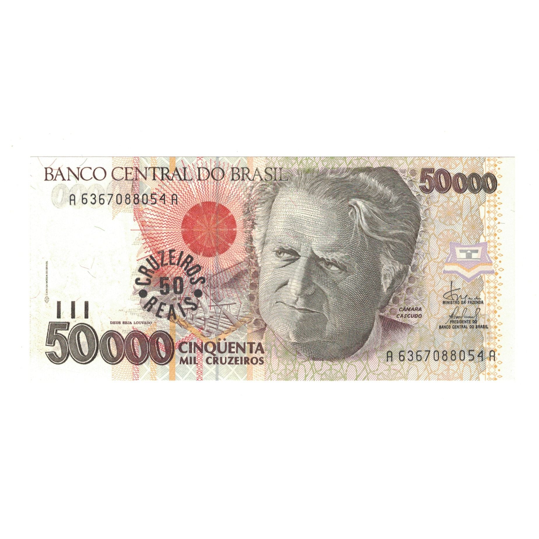 Geldschein, Brasilien, 50,000 Cruzeiros, Undated (1992), KM:234a, UNZ