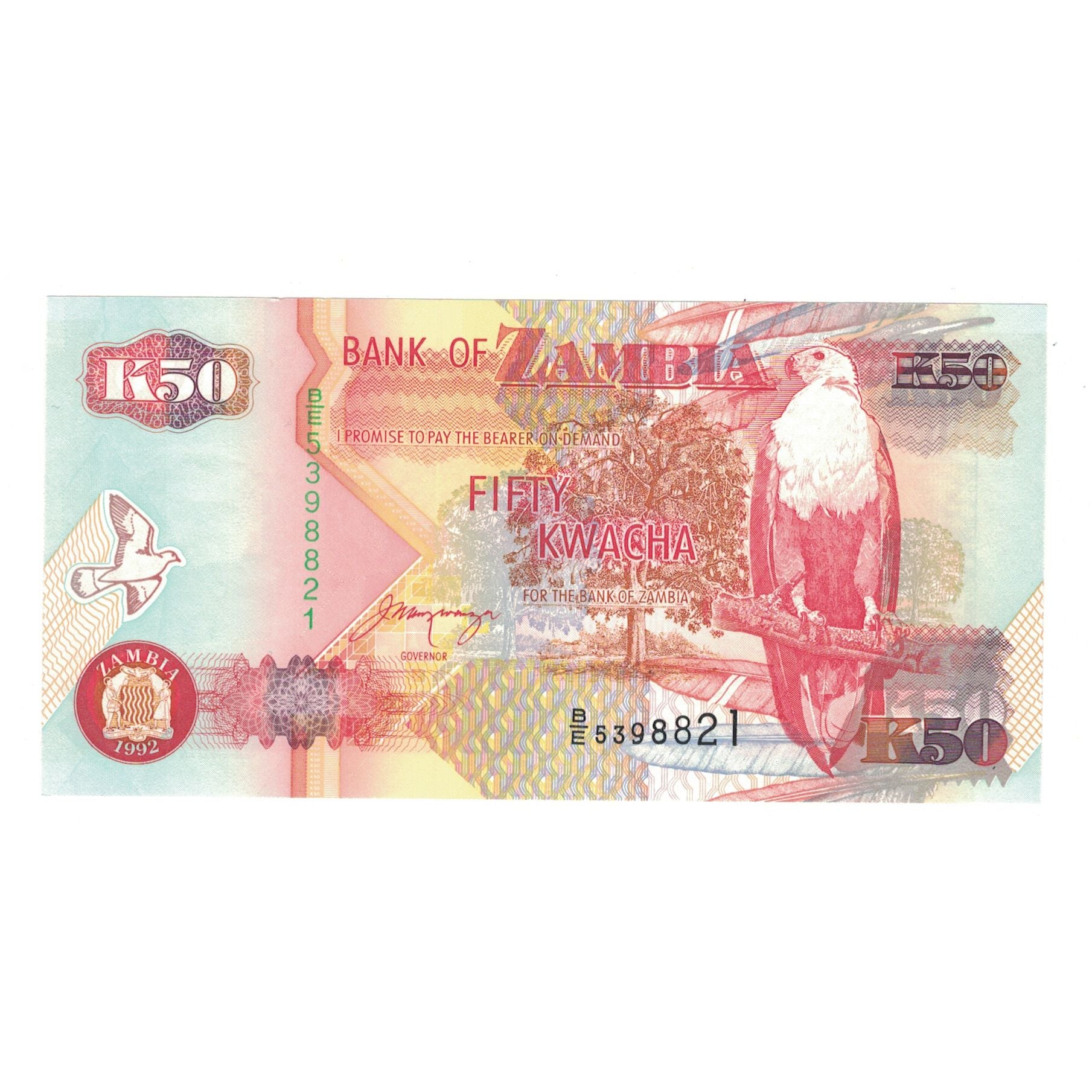 Banconote, Zambia, 50 Kwacha, 1992, KM:37b, SPL