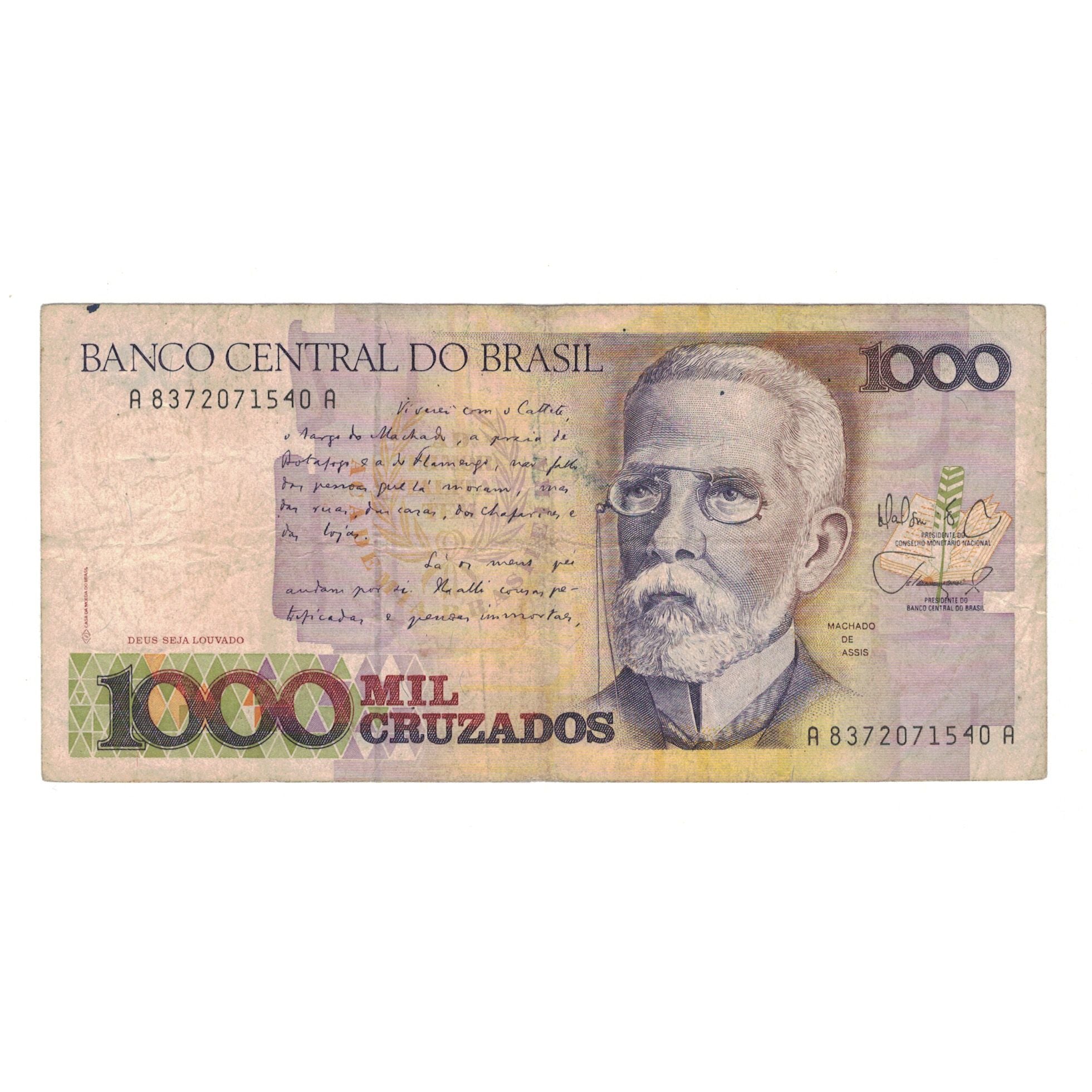 Banknote, Brazil, 1000 Cruzados, KM:213b, VF(20-25)