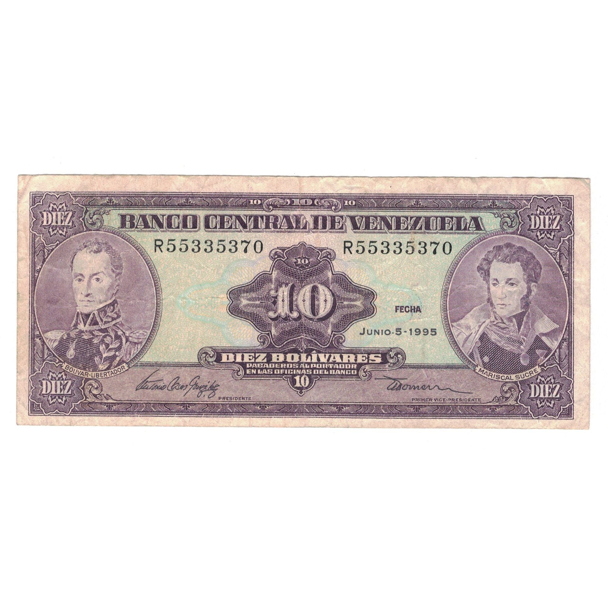 Billet, Venezuela, 10 Bolívares, 1995, 1995-06-05, KM:61d, TB