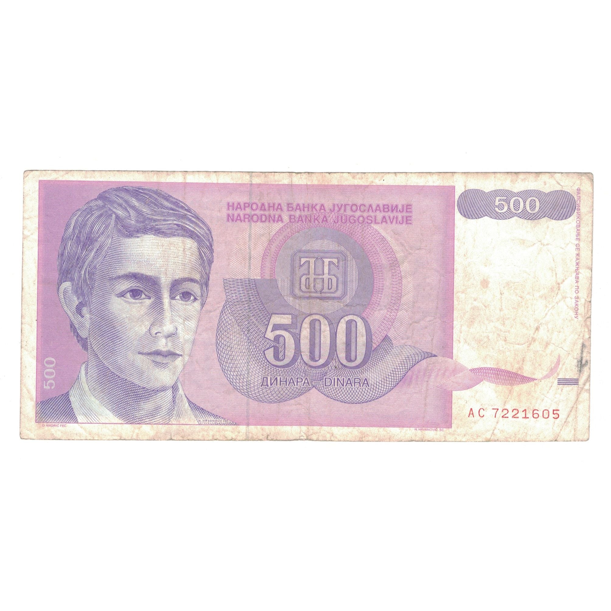 Banknote, Yugoslavia, 500 Dinara, 1992, KM:113, VF(30-35)