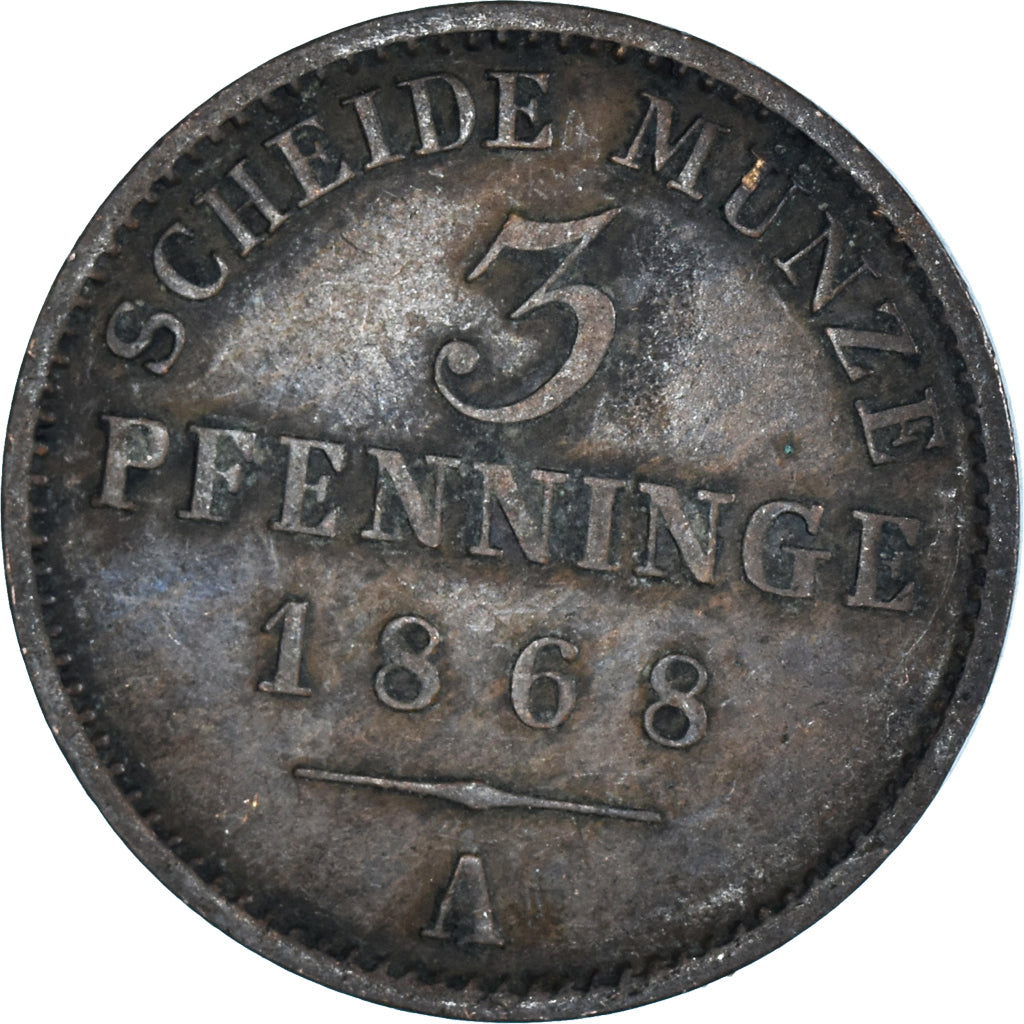 Coin, German States, 3 Pfennig, 1868