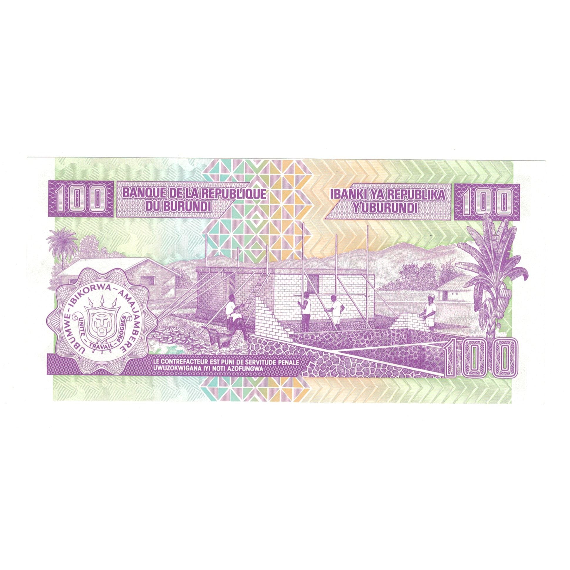 Banknote, Burundi, 100 Francs, 2006, 2006-05-01, KM:37e, UNC(65-70)