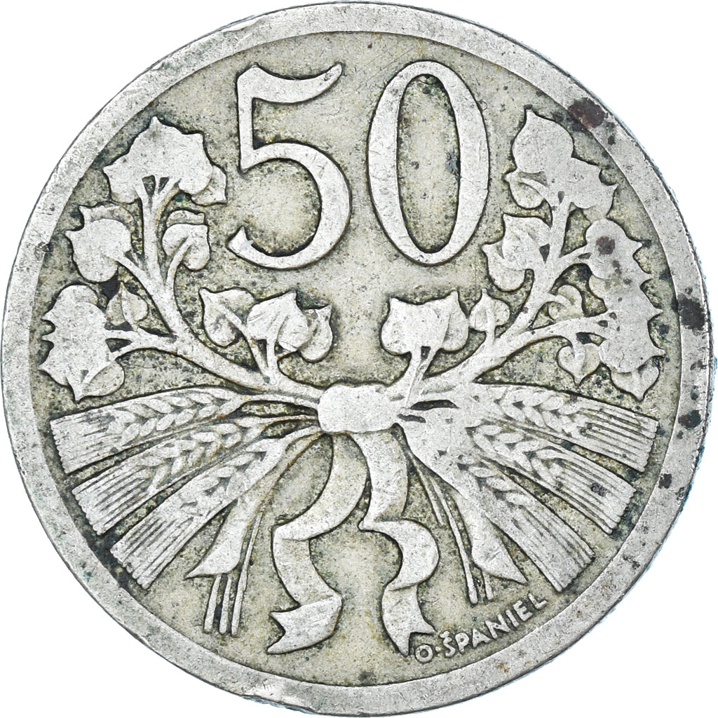 Münze, Tschechoslowakei, 50 Haleru, 1924