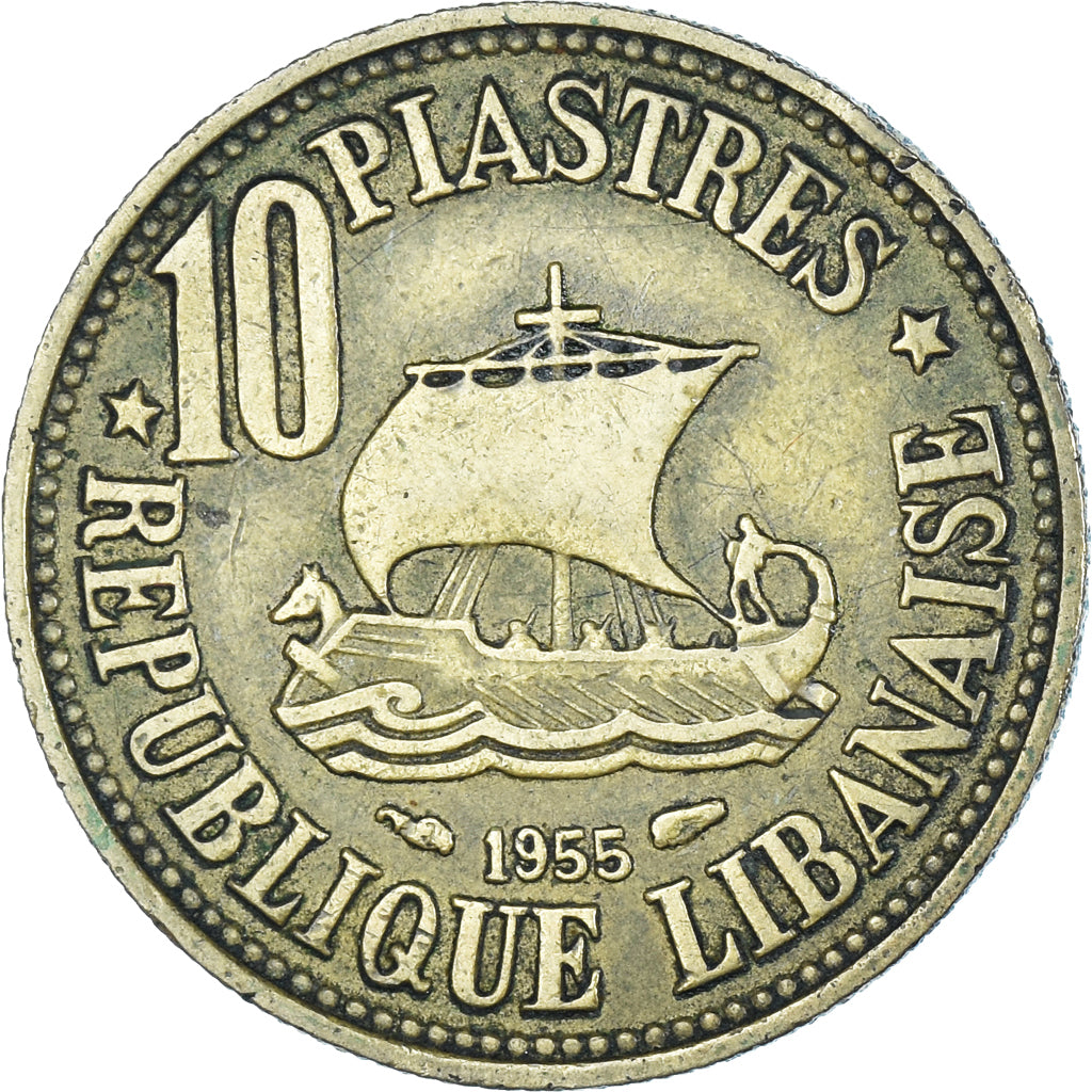 Moneta, Libano, 10 Piastres, 1955