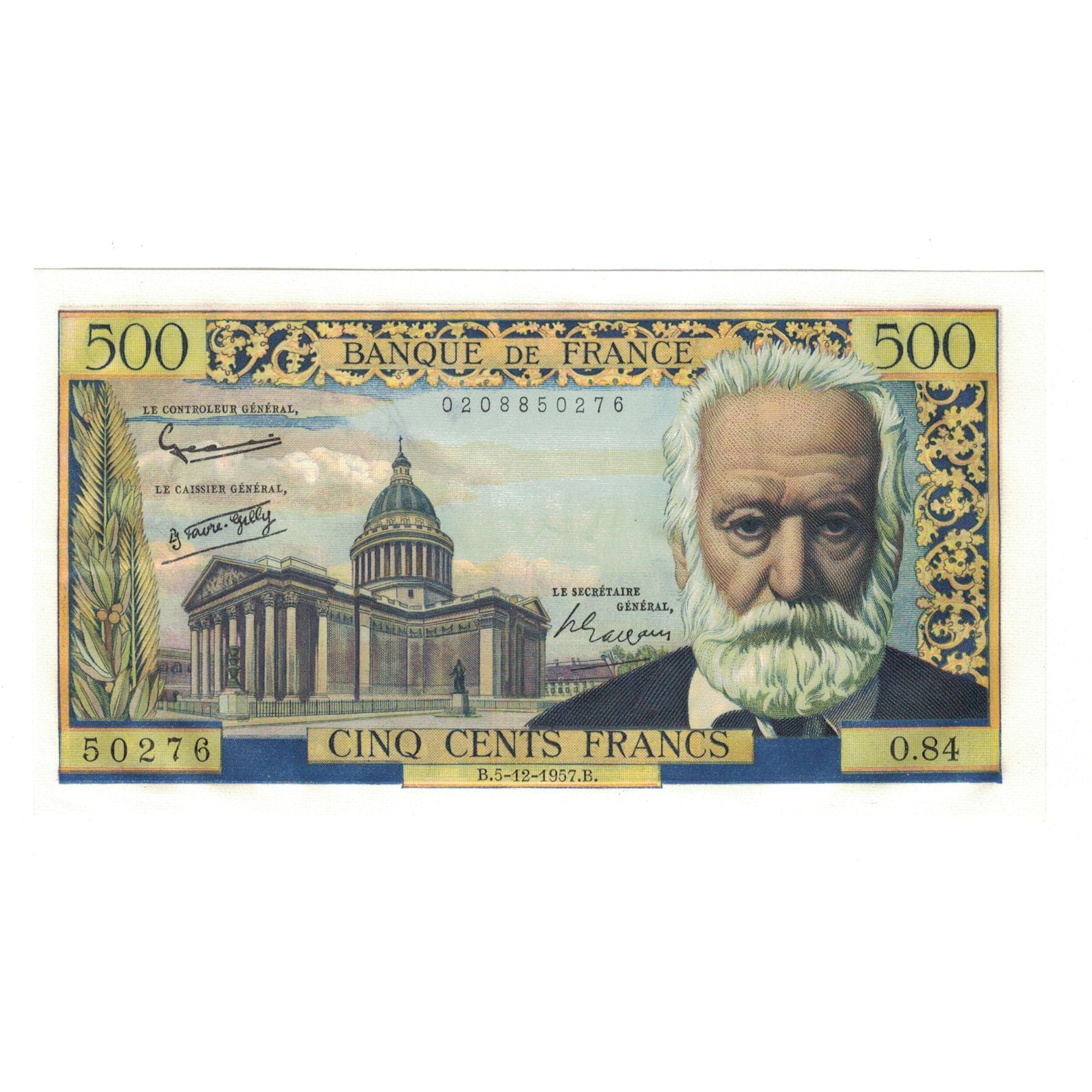 Francja, 500 Francs, Victor Hugo, 1957, 1957-12-05, UNC(65-70), Fayette:35.07