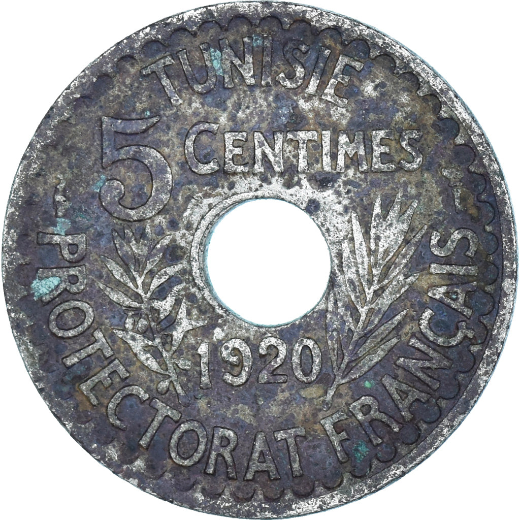 Moeda, Tunísia, 5 Centimes, 1920