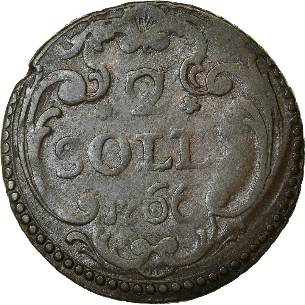 Moeda, ESTADOS ITALIANOS, CORSICA, General Pasquale Paoli, 2 Soldi, 1766