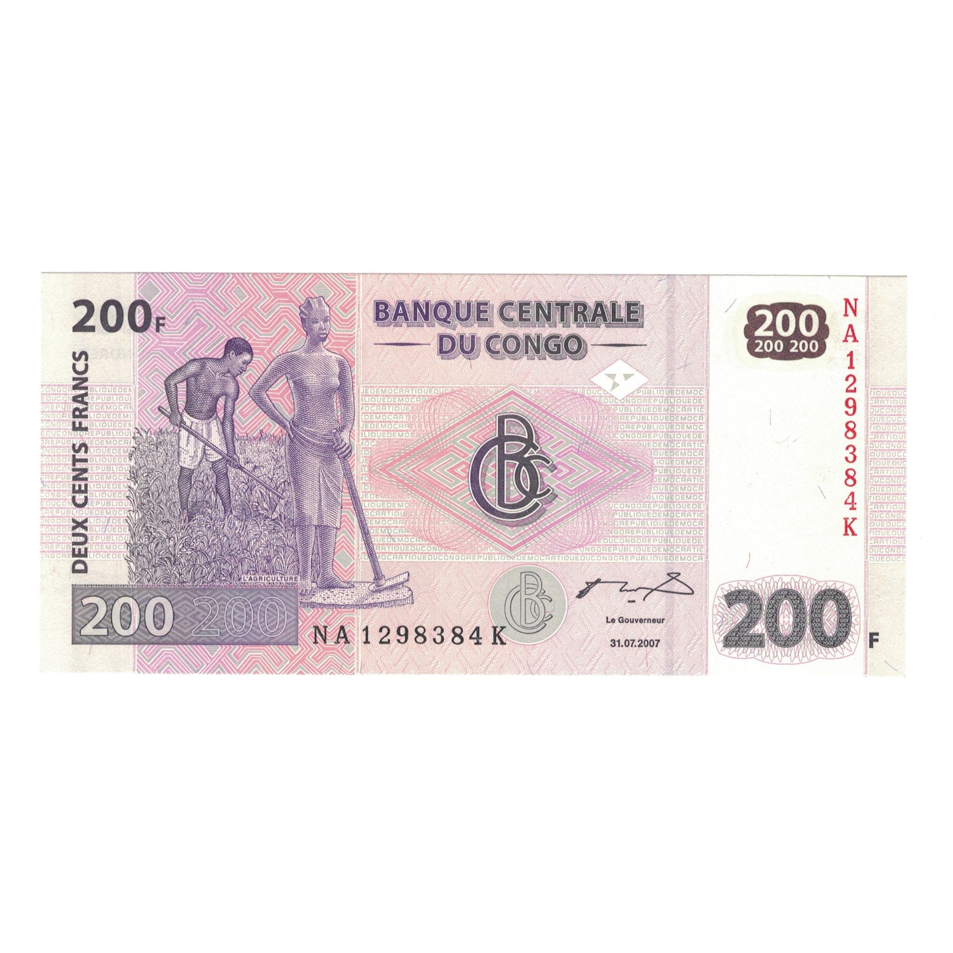 Banknote, Congo Democratic Republic, 200 Francs, 2007, 2007-07-31, KM:99a