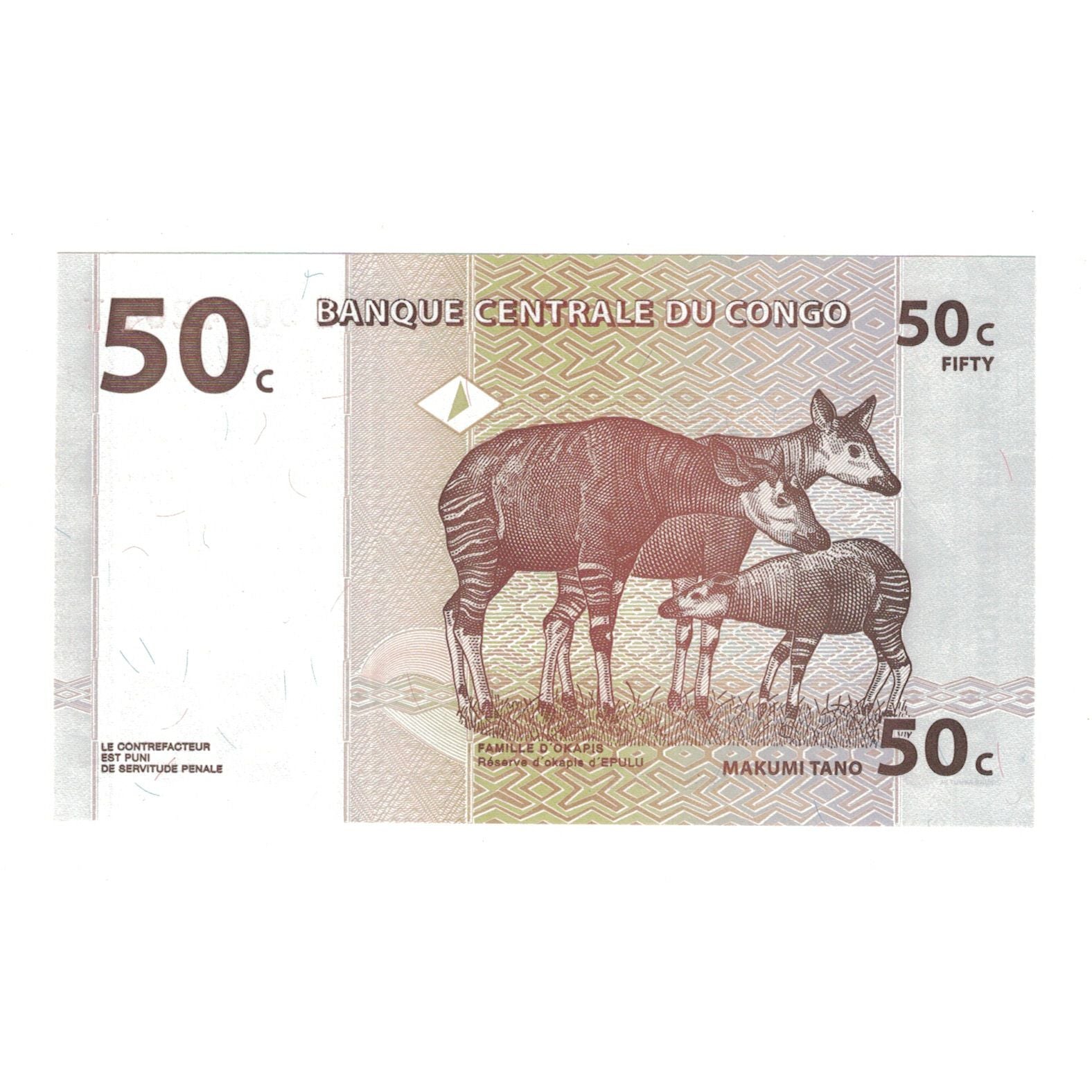 Billet, Congo Democratic Republic, 50 Centimes, 1997, 1997-11-01, KM:84a, NEUF