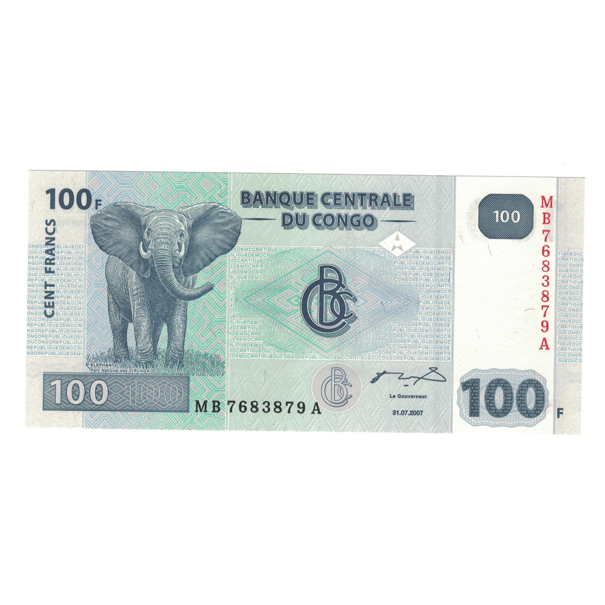 Banknot, Republika Demokratyczna Konga, 100 Francs, 2007, 2007-07-31, KM:98a