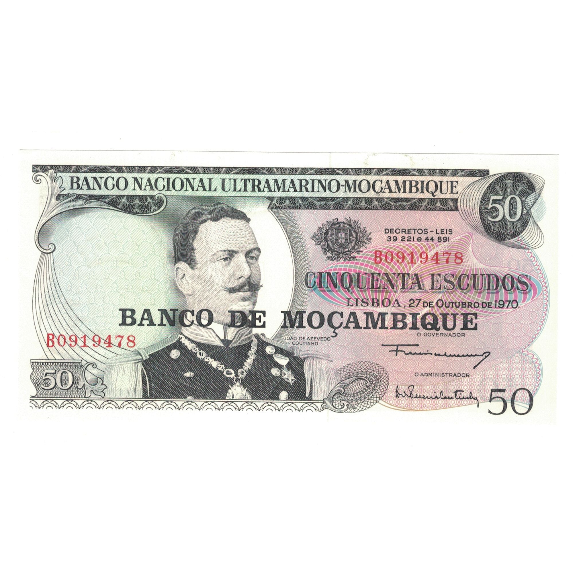 Banknote, Mozambique, 50 Escudos, 1970, 1970-10-27, KM:111, UNC(65-70)